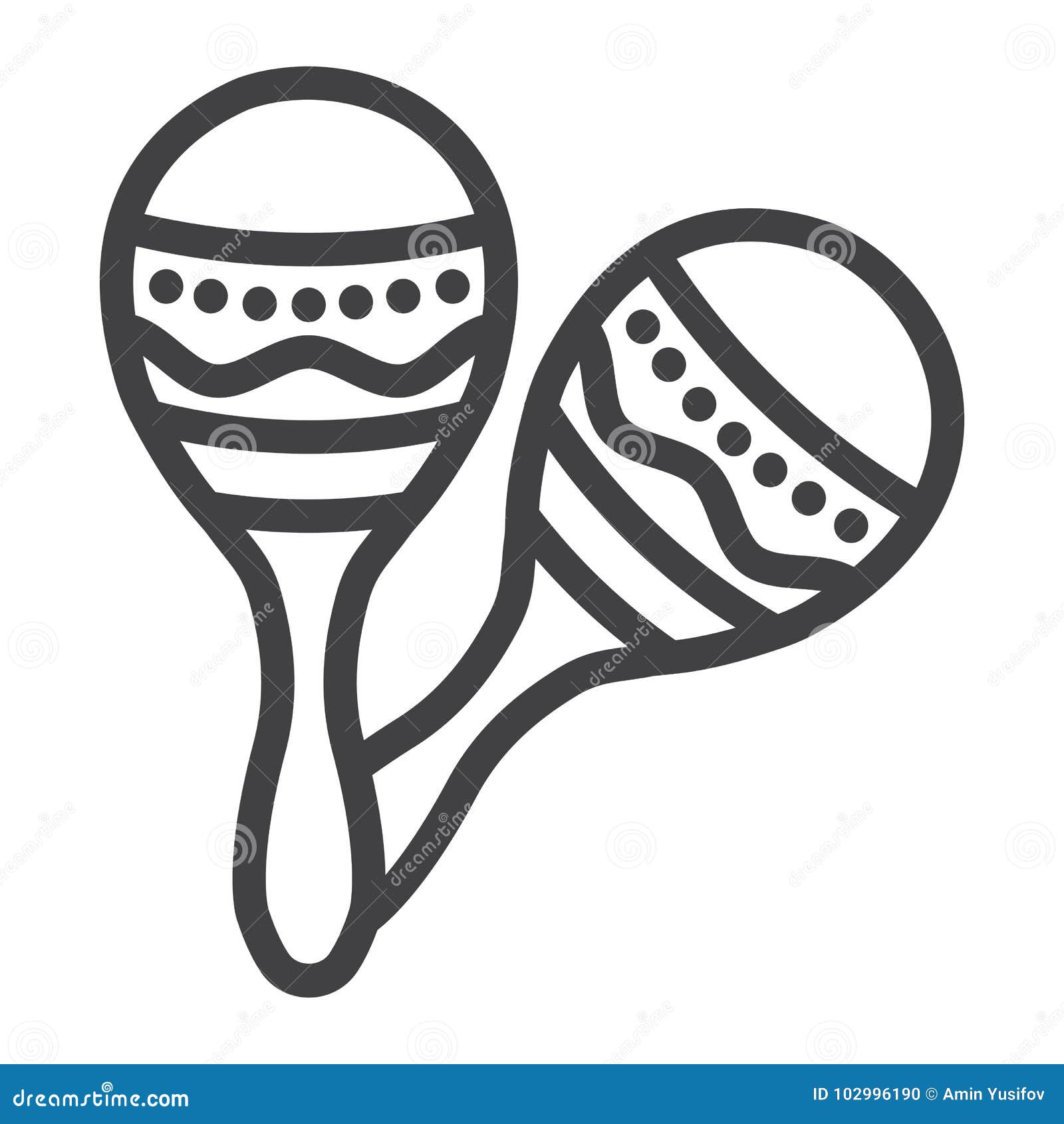 mexican maracas line icon, music and instrument