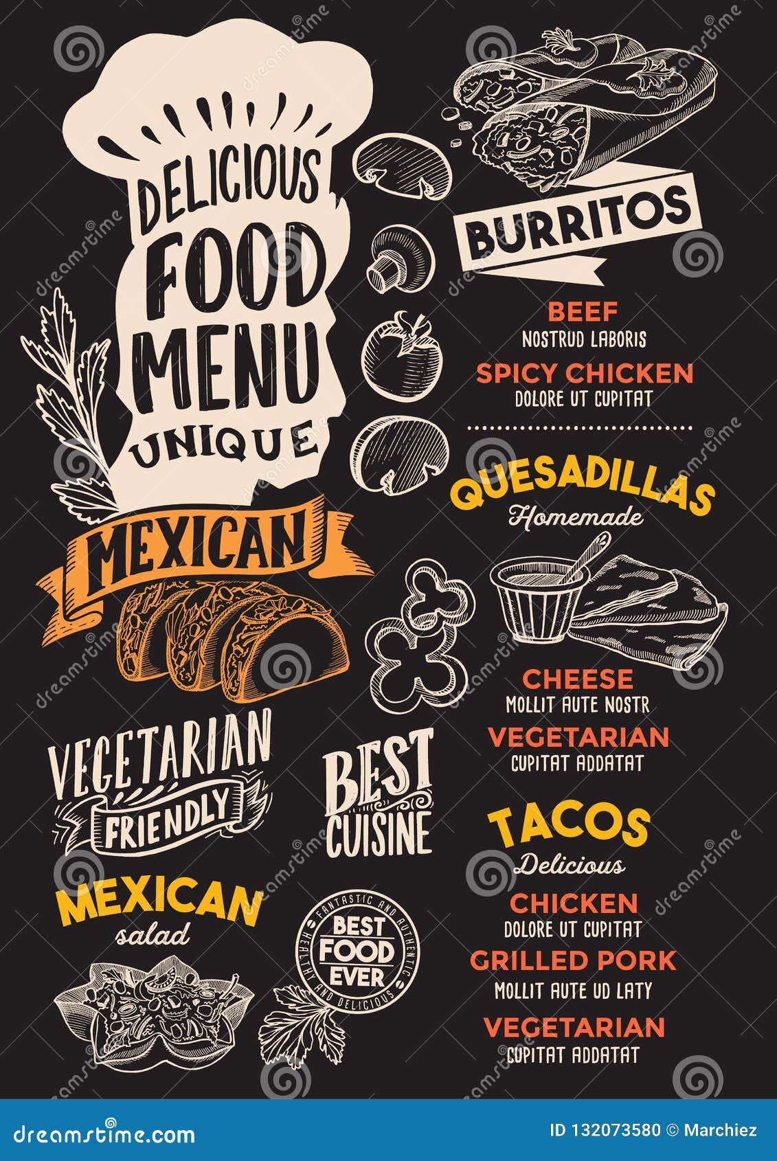 Mexican Food Menu Template for Restaurant with Chefs Hat Lettering In Mexican Menu Template Free Download