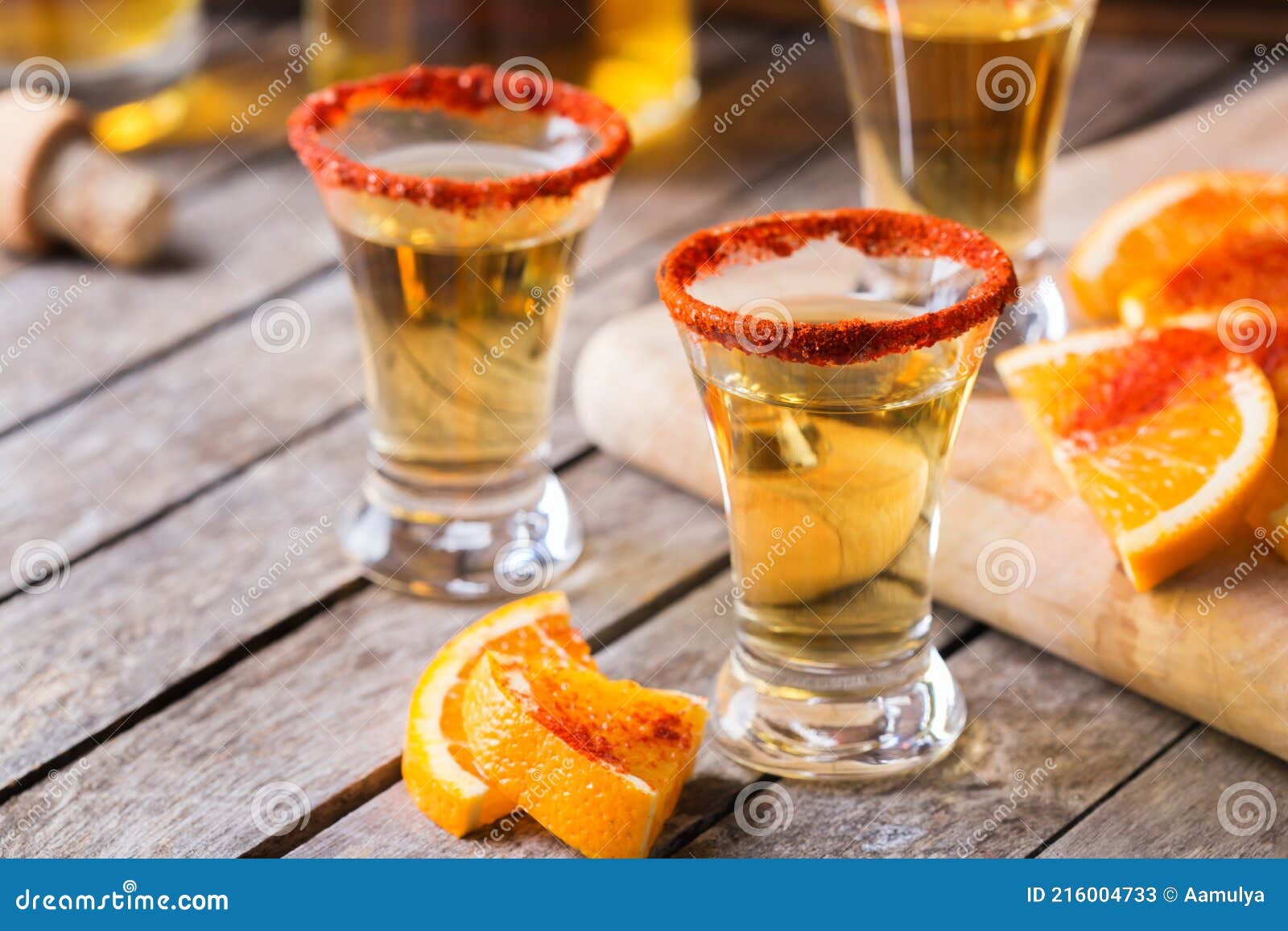 Mexican Mezcal or Mescal Shot with Chili Pepper and Orange Stock Image ...