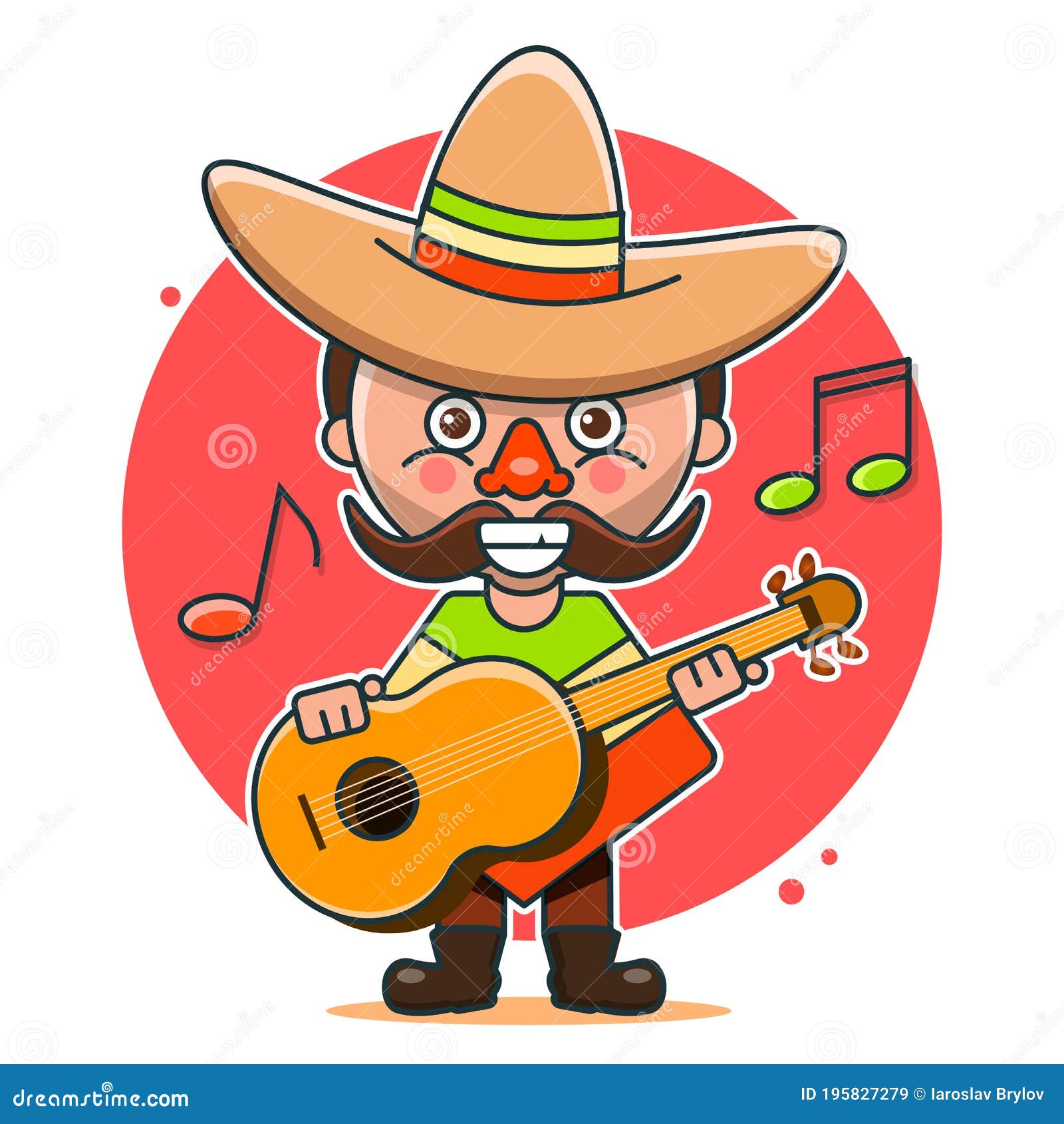 Mexican Musicians Vector Illustration in Native Clothes and Sombreros ...