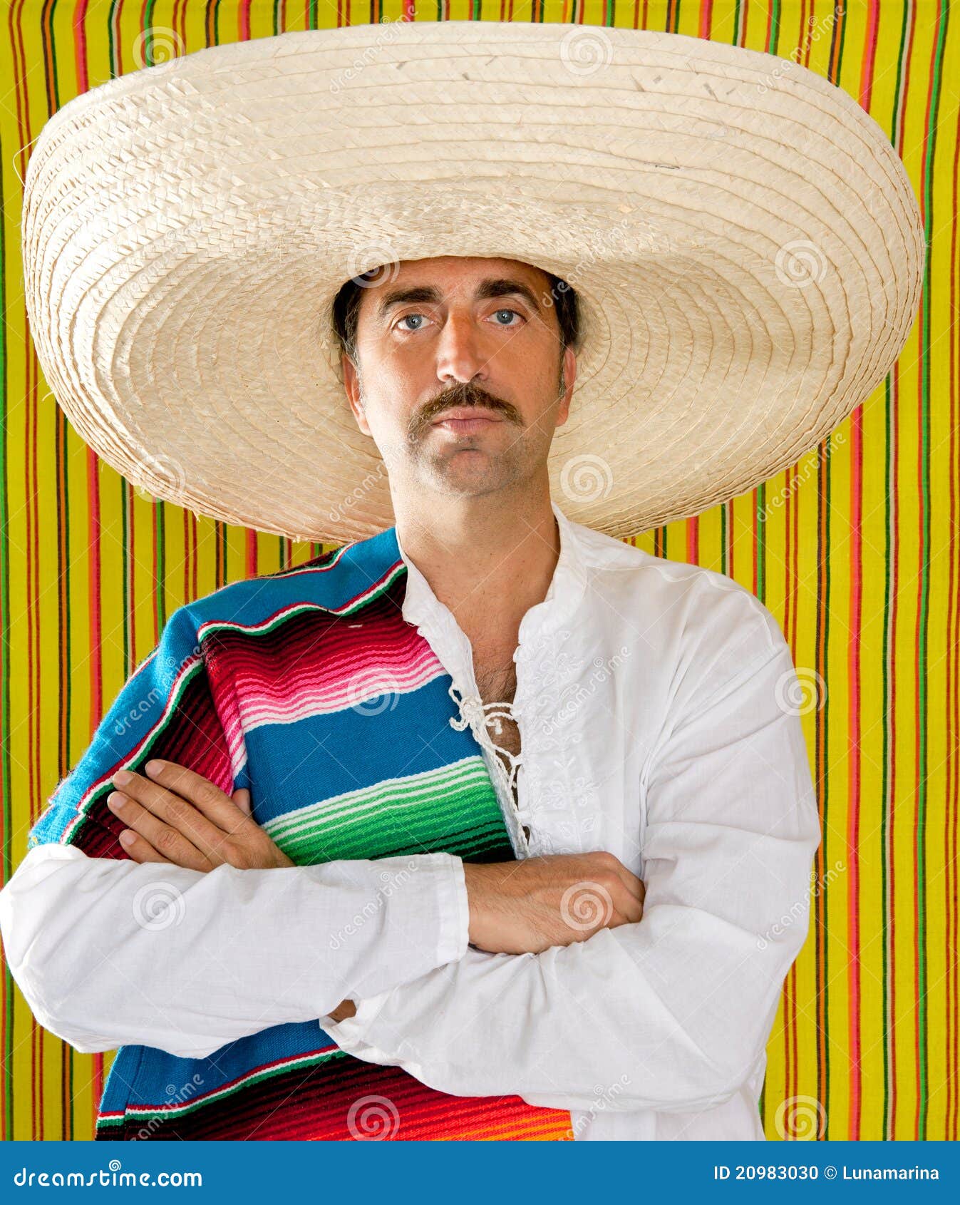 Mexican Mustache Man Sombrero Portrait Shirt Stock Photo - Image of ...