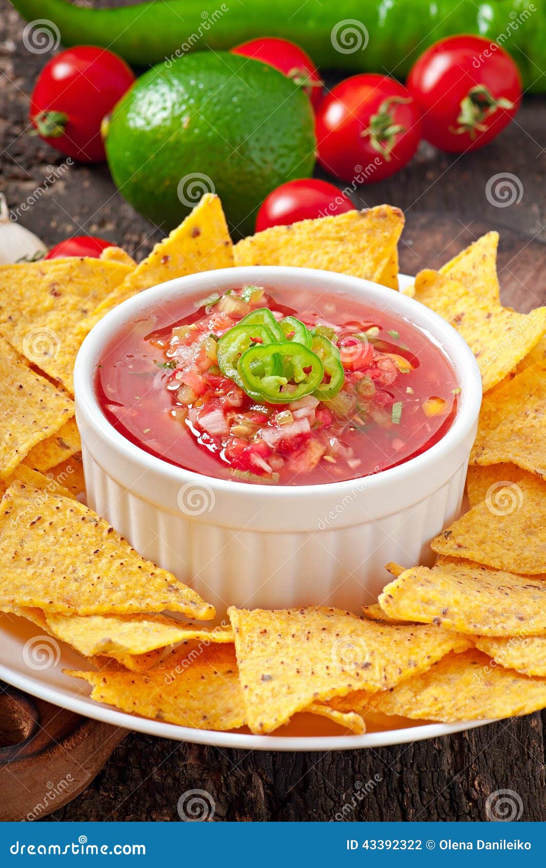 Mexican Nacho Chips and Salsa Dip Stock Photo Image of gallo, lime