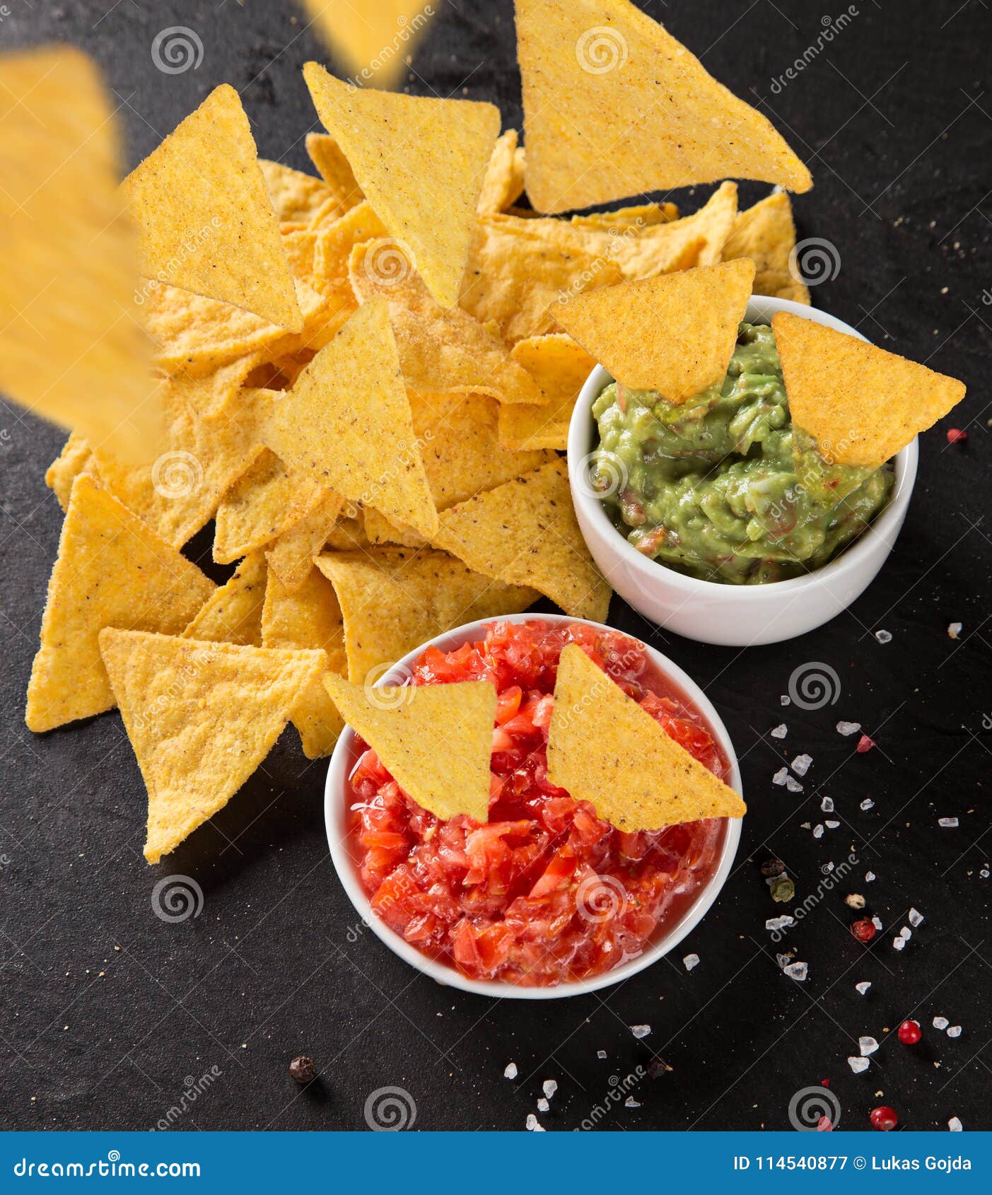 Mexican Nacho Chips And Salsa Dip Stock Image Image of closeup