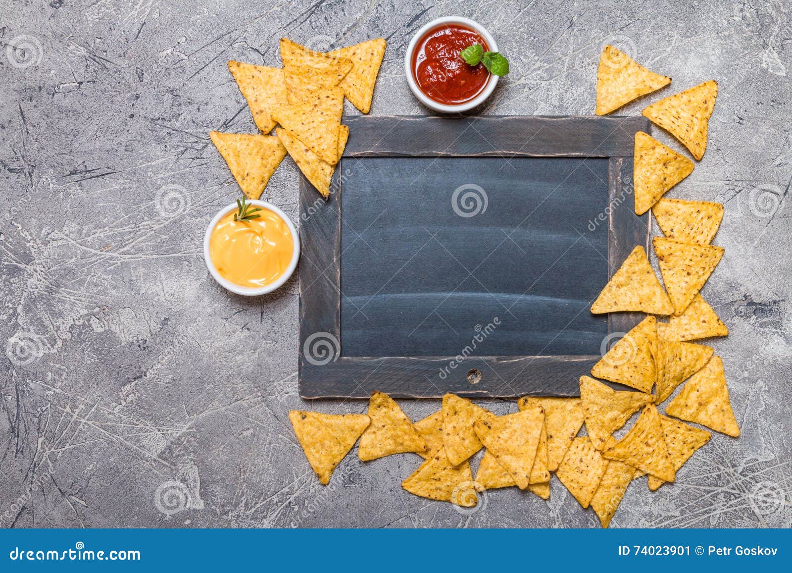 Mexican Nacho with Sauces and Chalk Board Stock Image Image of background, cuisine 74023901