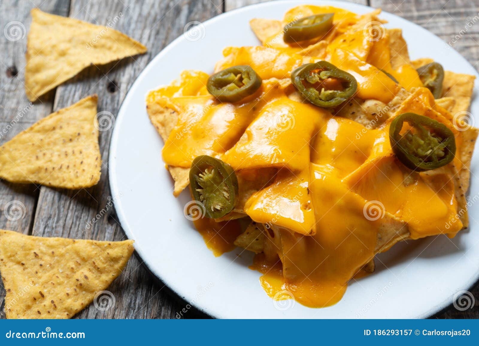 Mexican Nachos with Real Cheese and Jalapenos Pepper Stock Image ...