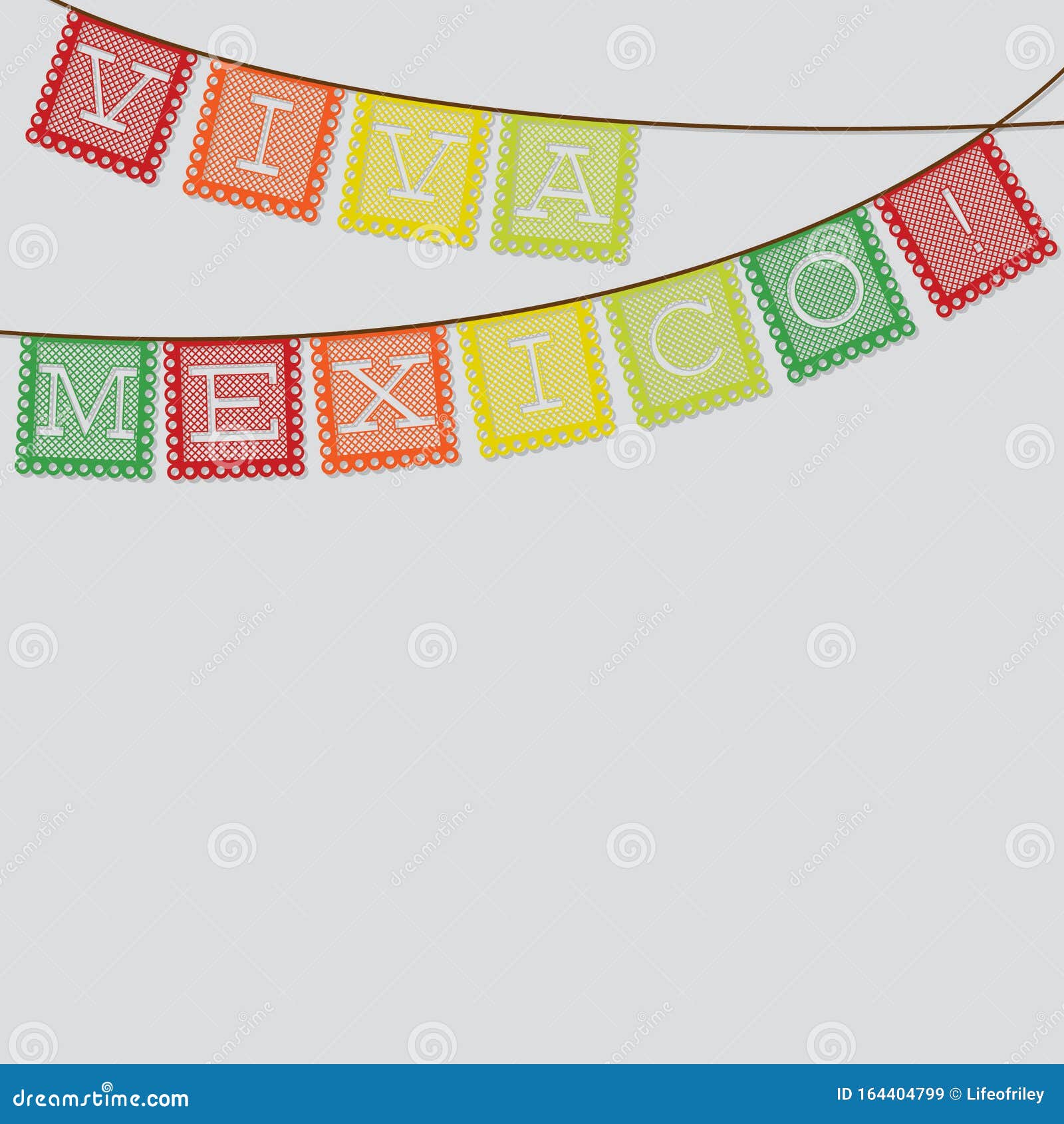 Mexican Papel Picado Paper Flag Decoration Card Stock Vector