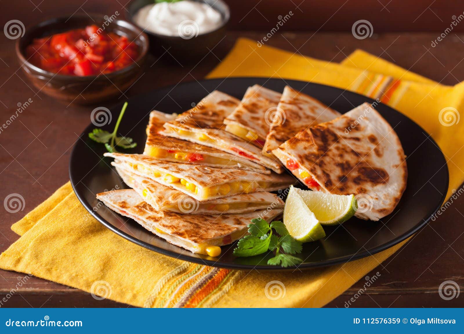 Mexican Quesadilla with Tomato Corn Cheese Stock Image Image of