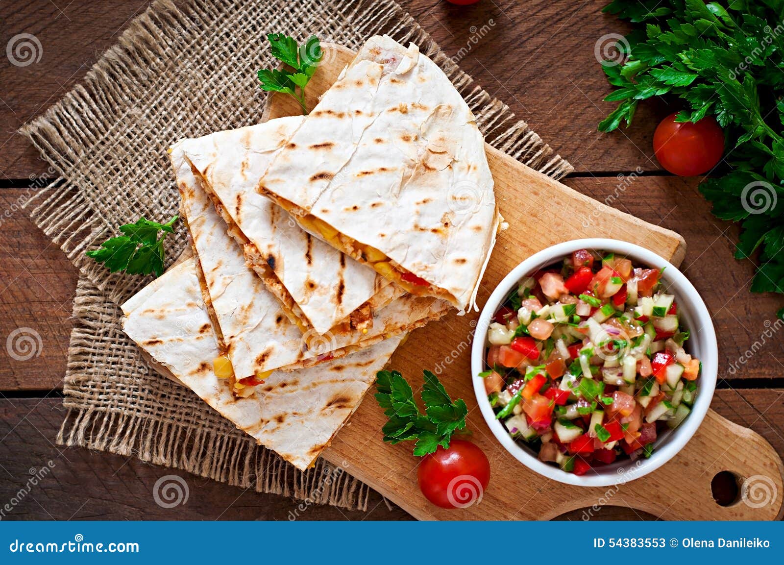 Mexican Quesadilla With Corn Tortilla And Piquant Sauce Also Called