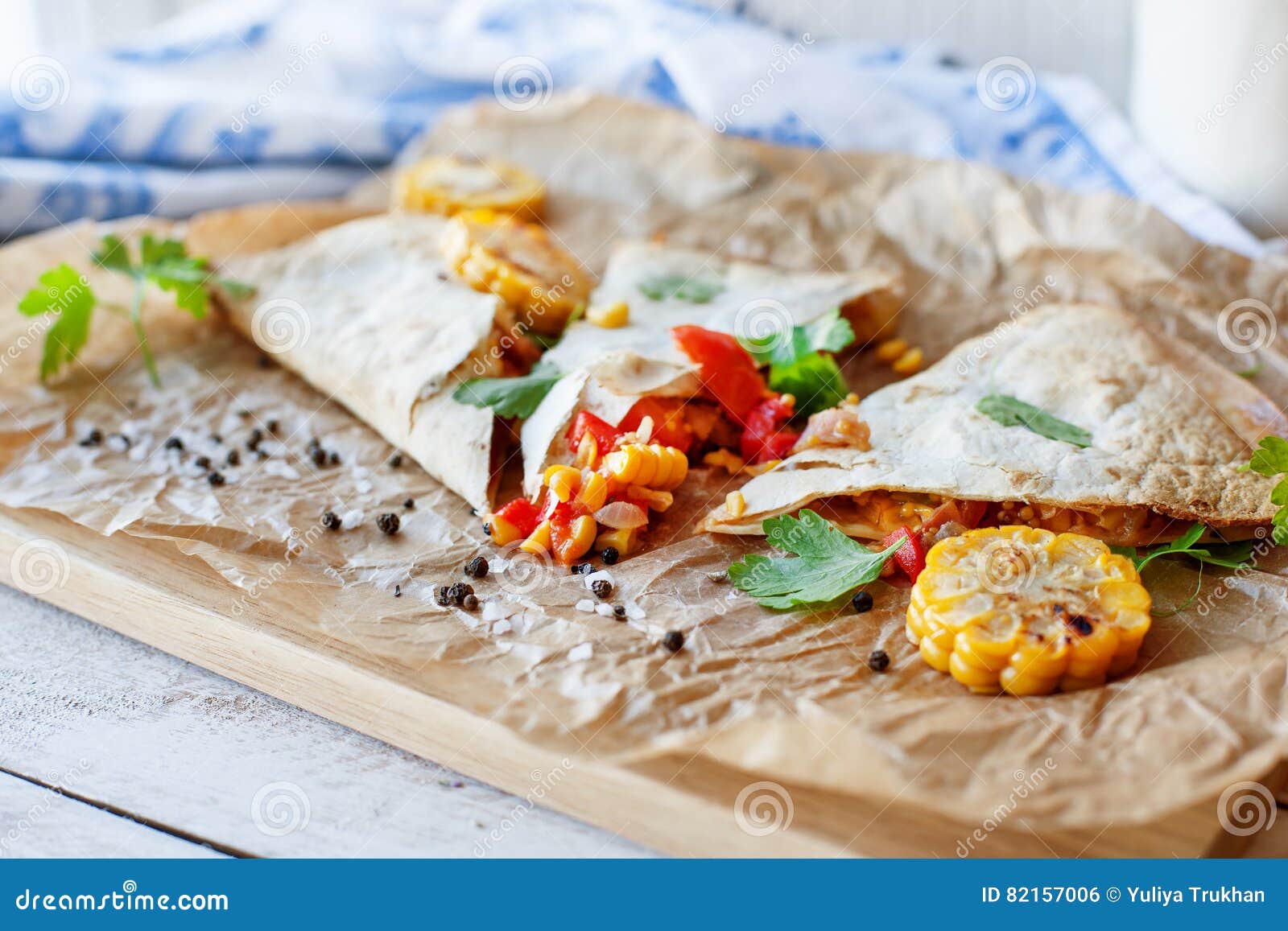 Mexican Quesadilla Wrap with Vegetables Stock Photo Image of eating, mustard 82157006