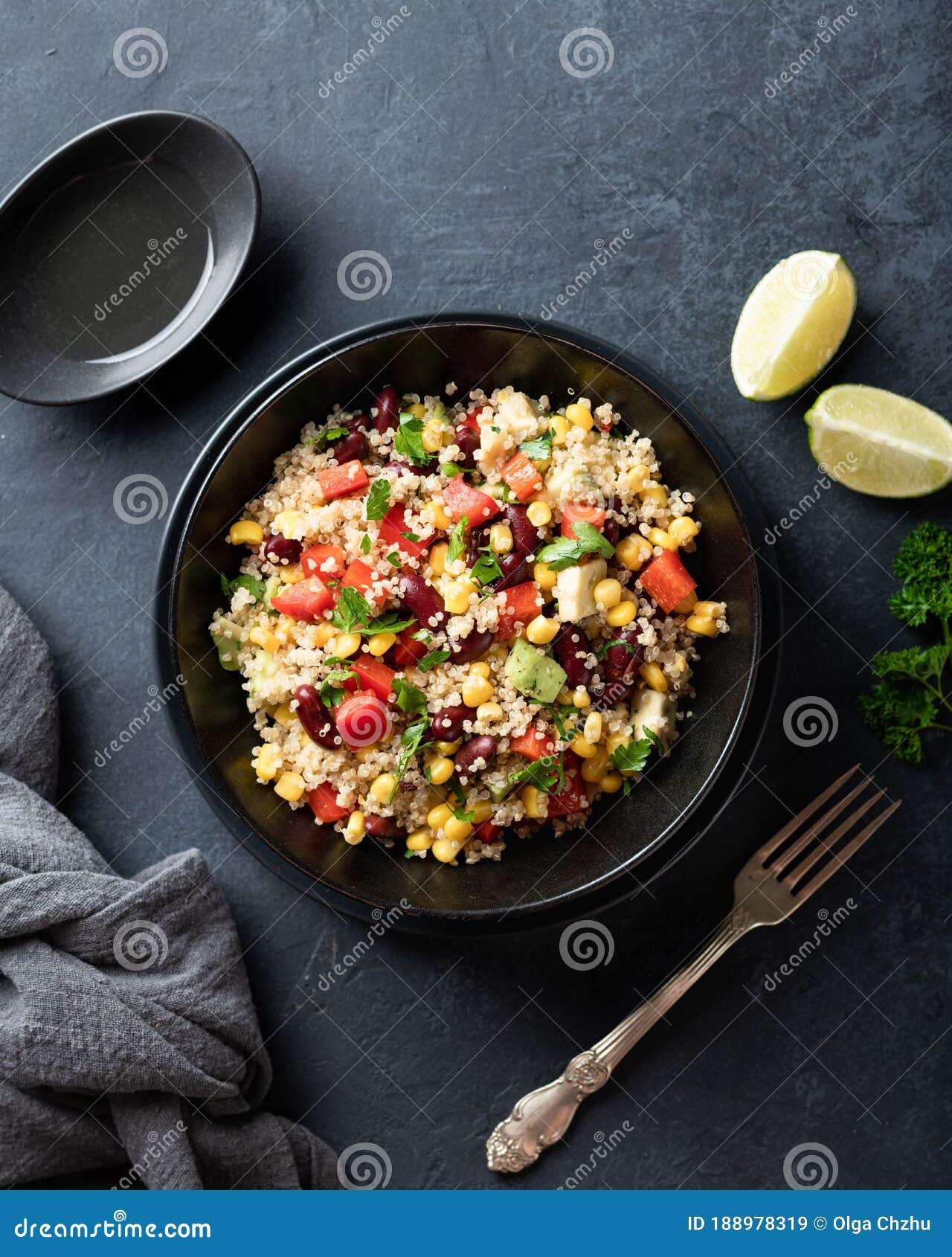 Mexican quinoa bowl stock image. Image of quinoa, black 188978319