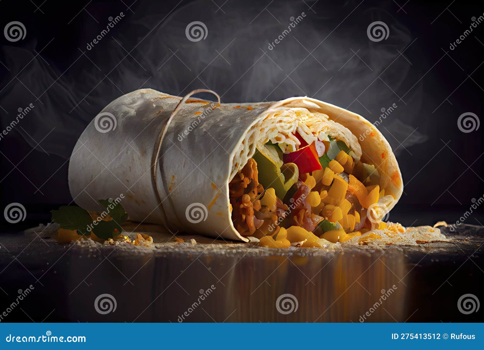 Mexican Rice and Chorizo Sausage Wrap Stock Illustration Illustration of generative, dark