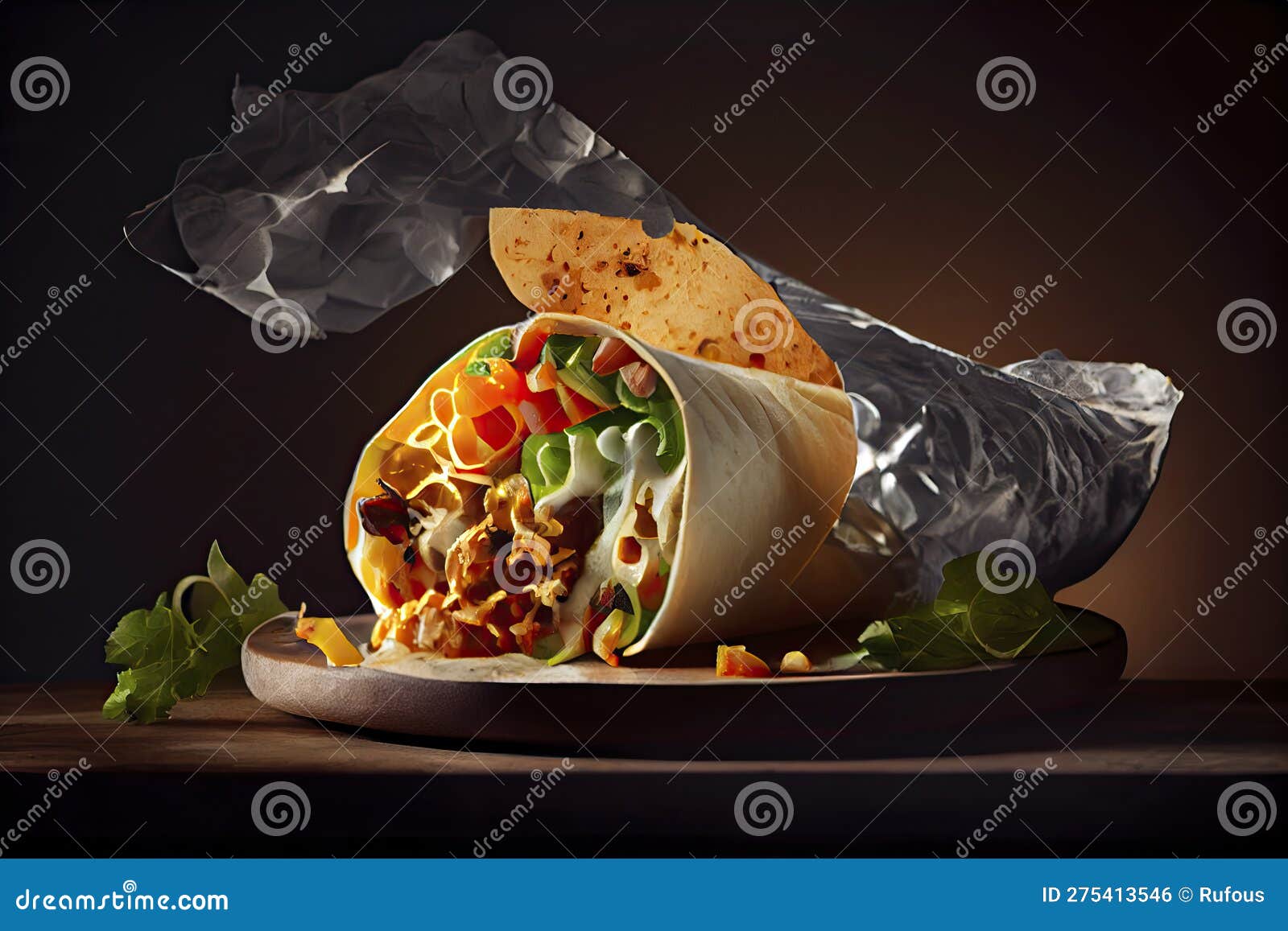 Mexican Rice and Chorizo Sausage Wrap Stock Photo Image of rustic, fastfood 275413546