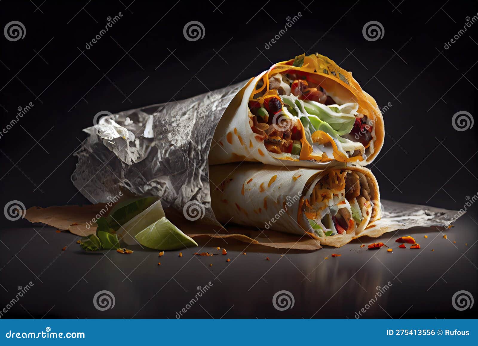 Mexican Rice and Chorizo Sausage Wrap Stock Illustration Illustration of food, folded 275413556
