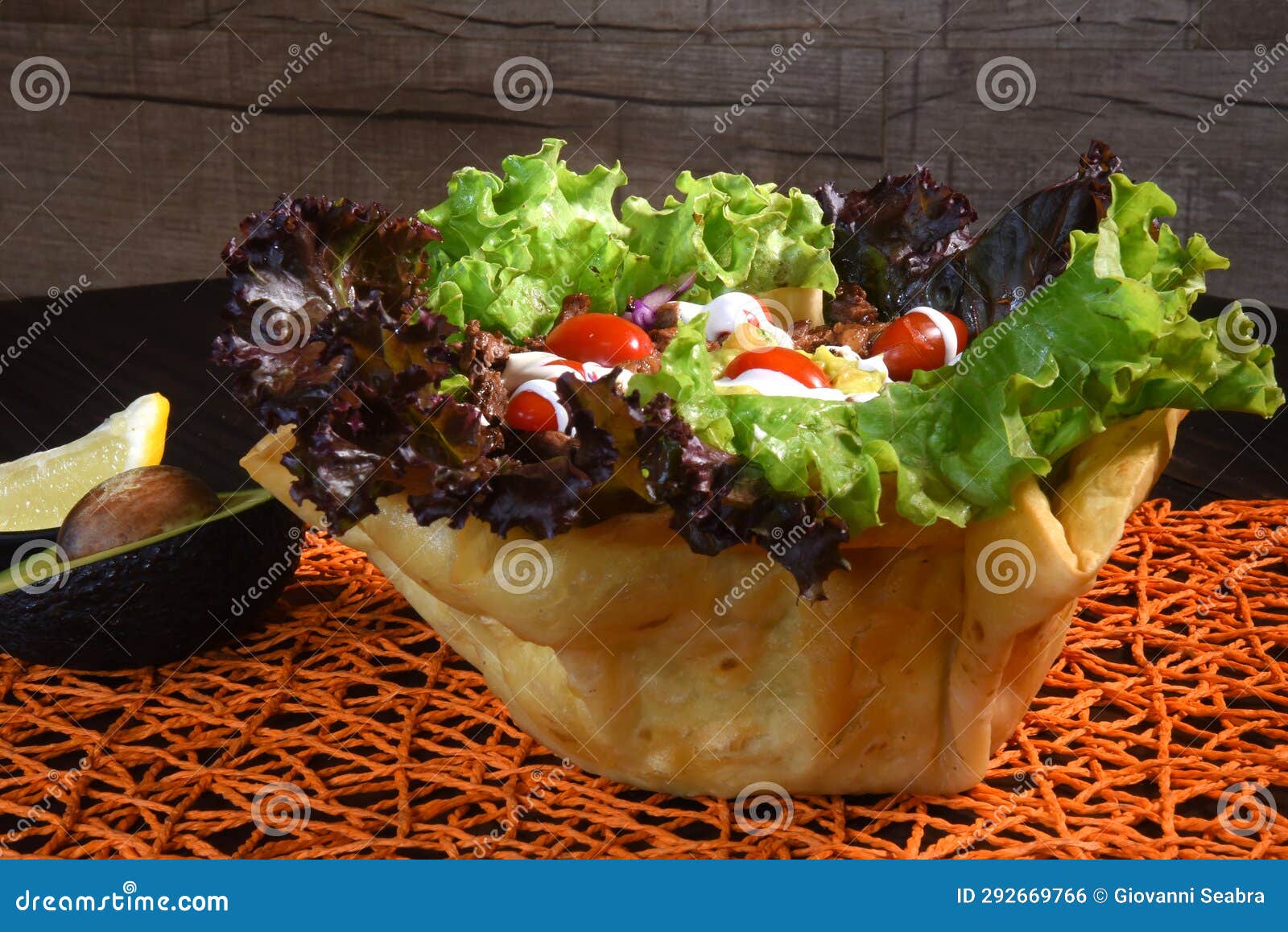 Mexican Salad with Corn Tortillas Guacamole Jalapeno Room Typical Tex