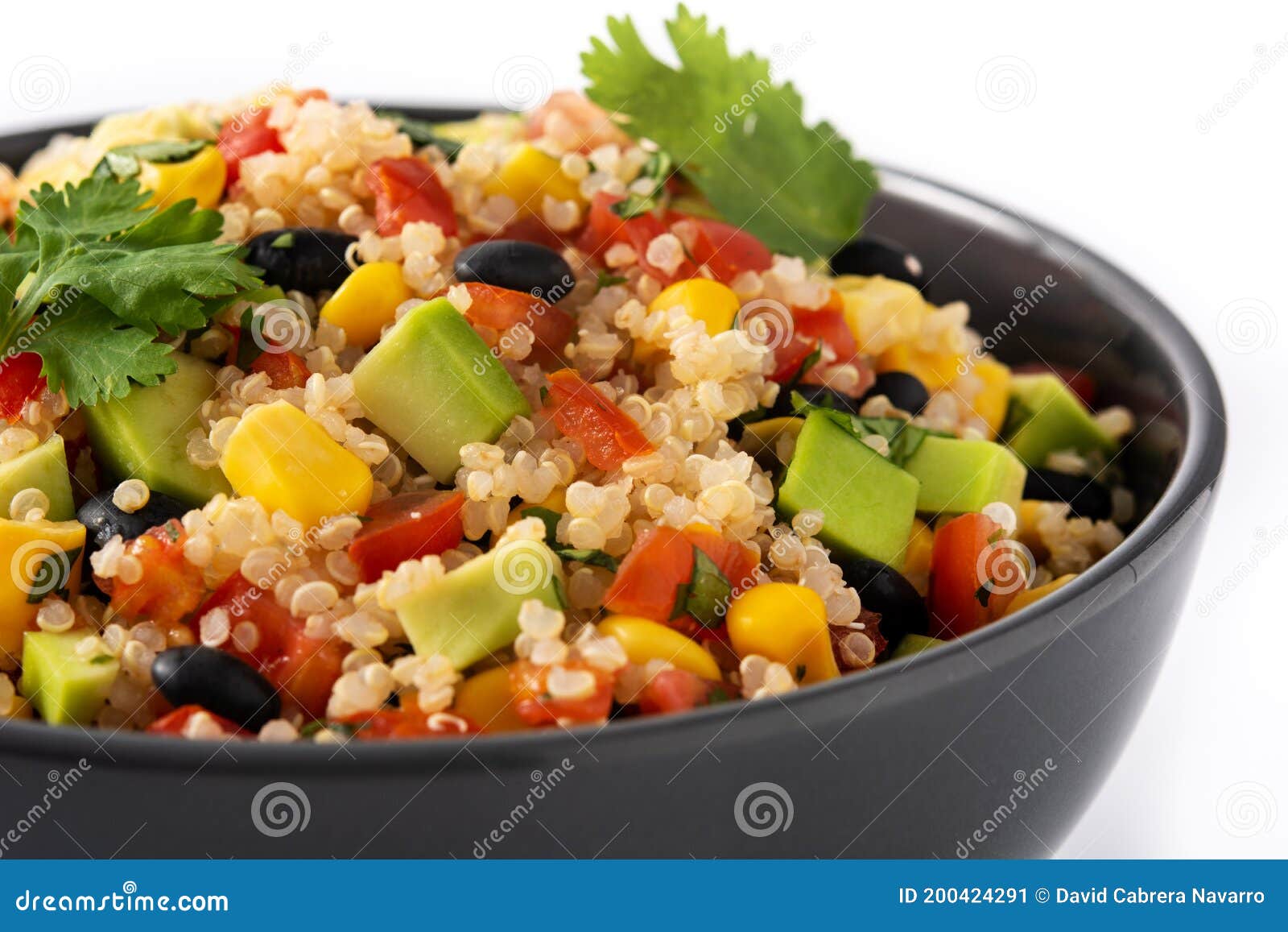mexican salad with quinua in bowl.close up