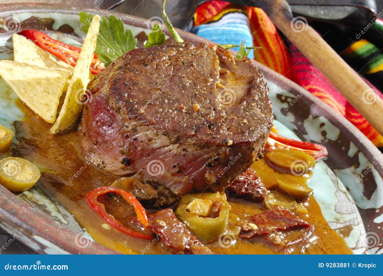 Mexican Speciality Beefsteak Mexicano Stock Image Image of light