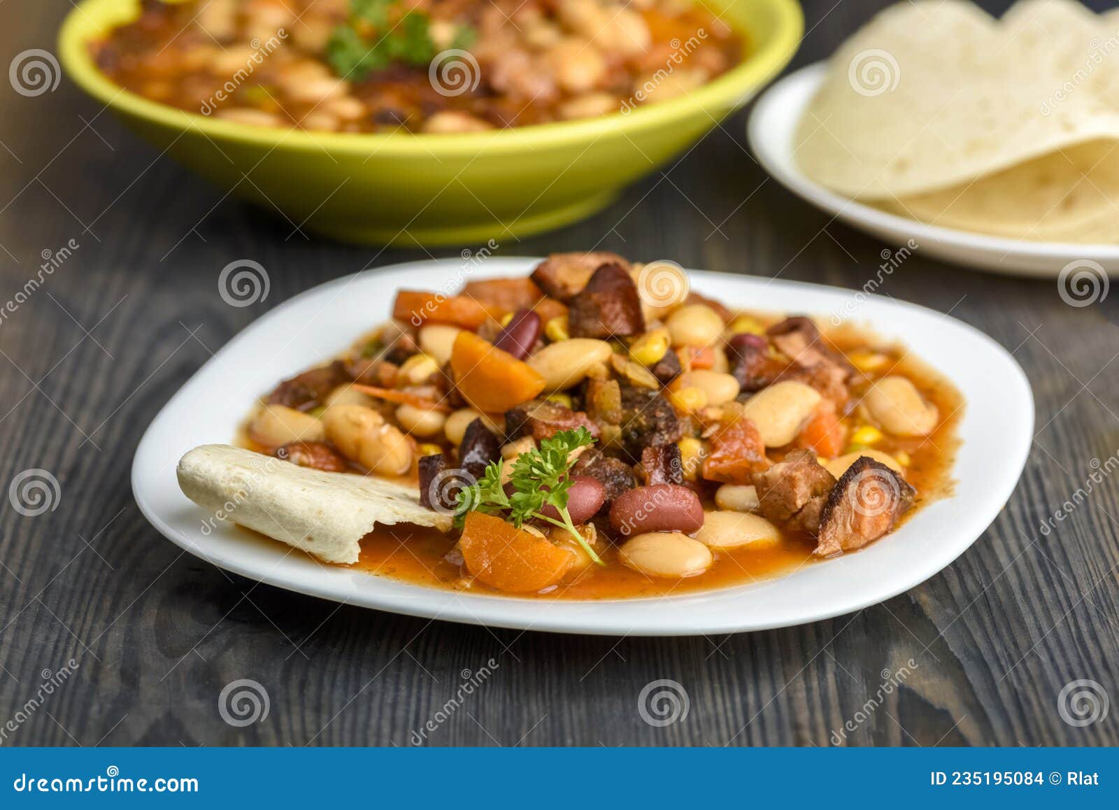 Mexican Style Beans Served with Tortilla Stock Photo Image of cuisine
