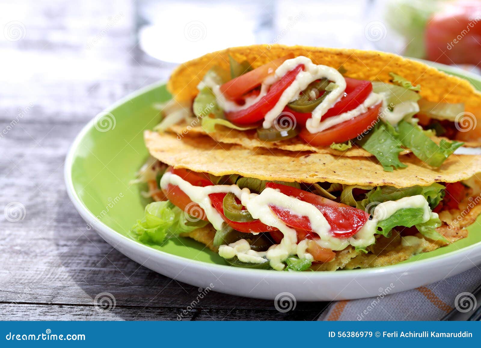 Mexican Taco Classic Minced Beef Stock Image - Image of lettuce, cream