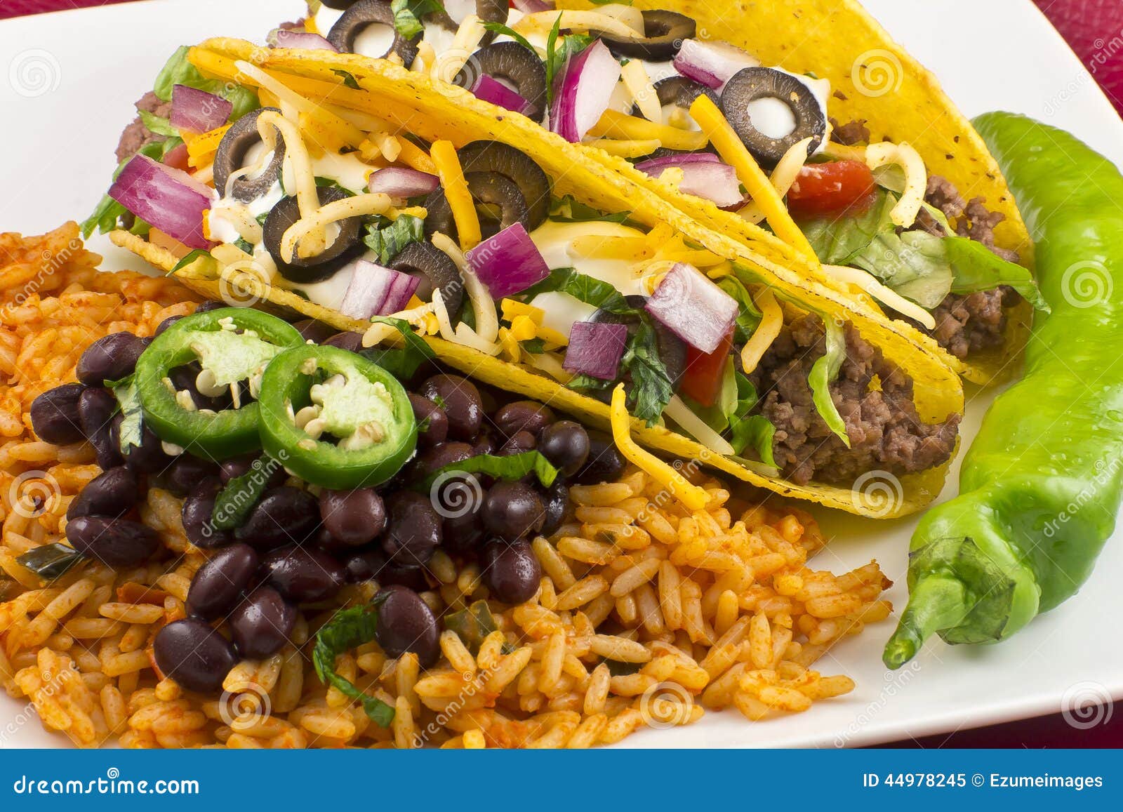 Mexican Tacos with Rice and Beans Stock Image Image of corn, snack