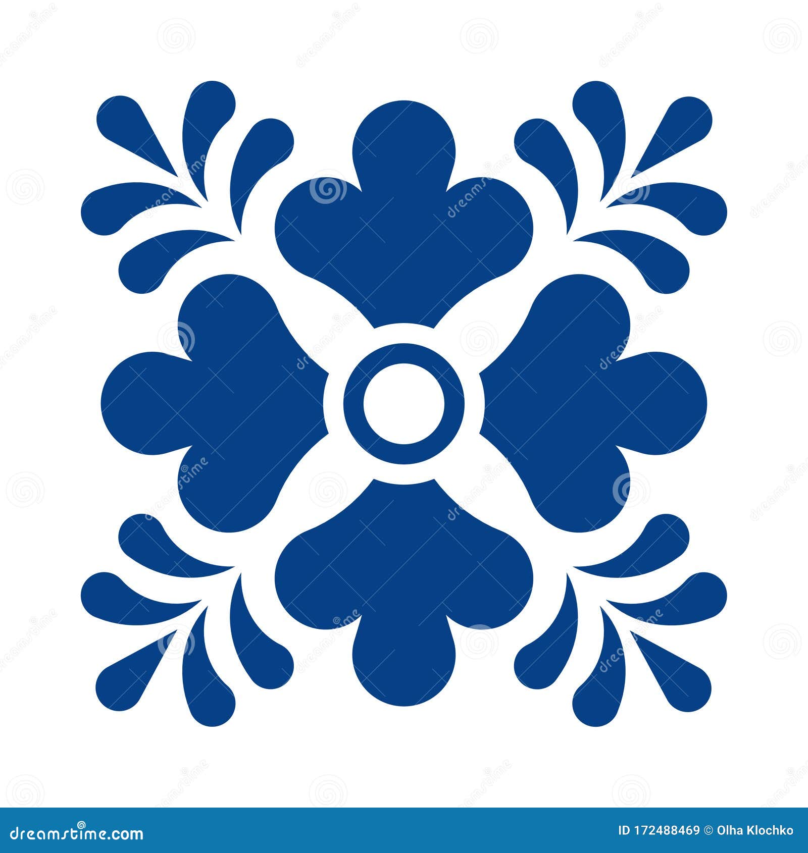 Mexican Talavera Tile Pattern with Flower. Ornament in Traditional ...