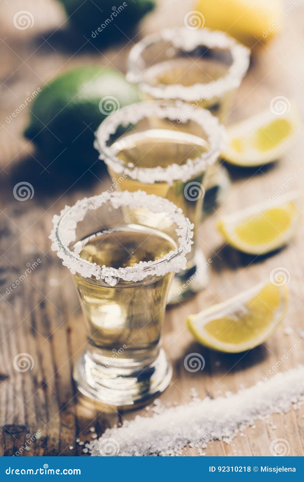 Mexican Tequila with Lemon on Wooden Table Stock Photo - Image of ...