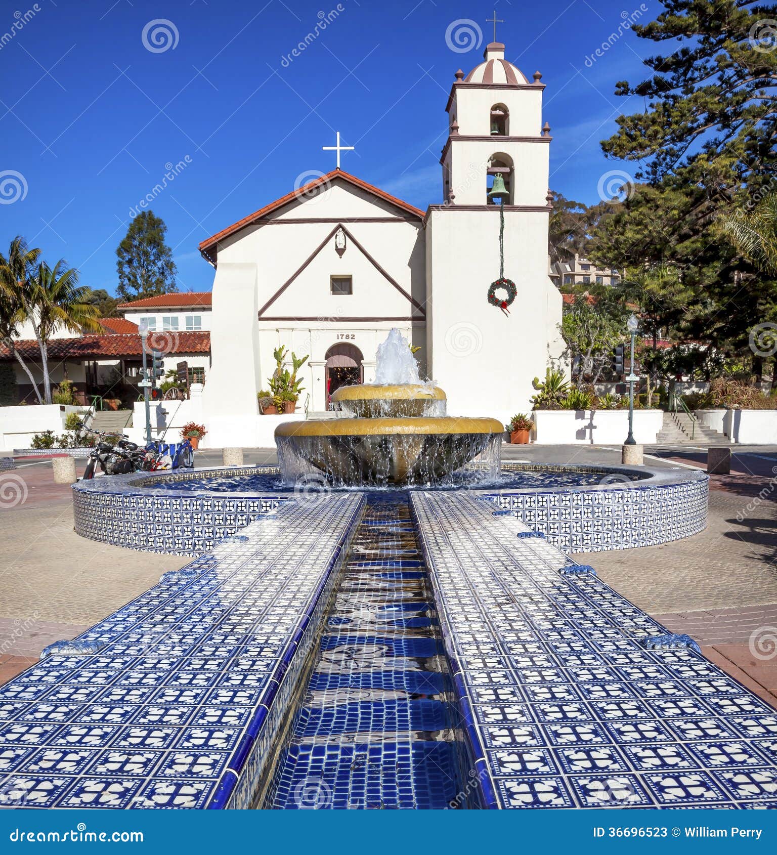 mexican tile fountain mission san buenaventura ventura california
