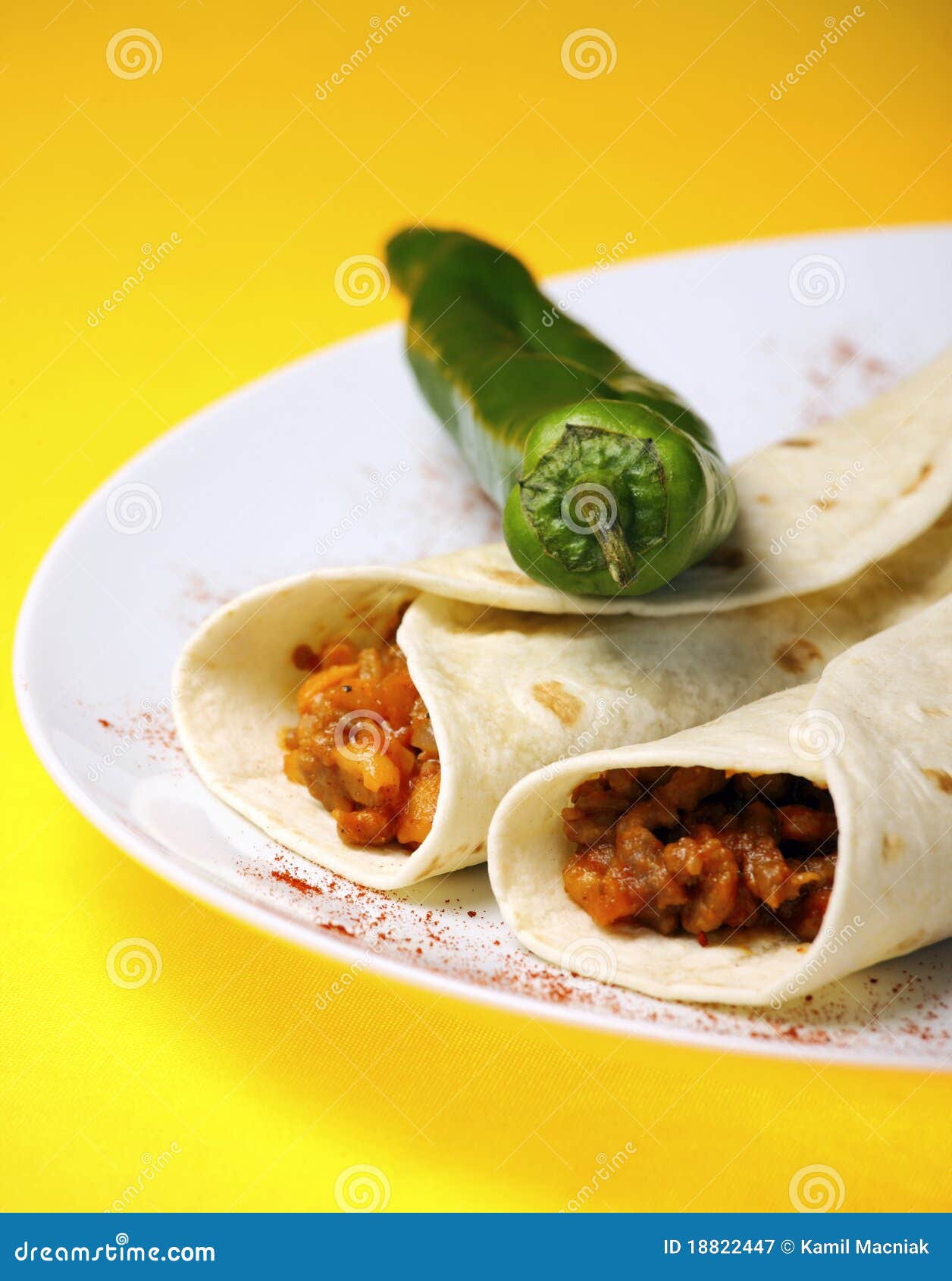 Mexican tortilla with beef stock image. Image of decorated 18822447