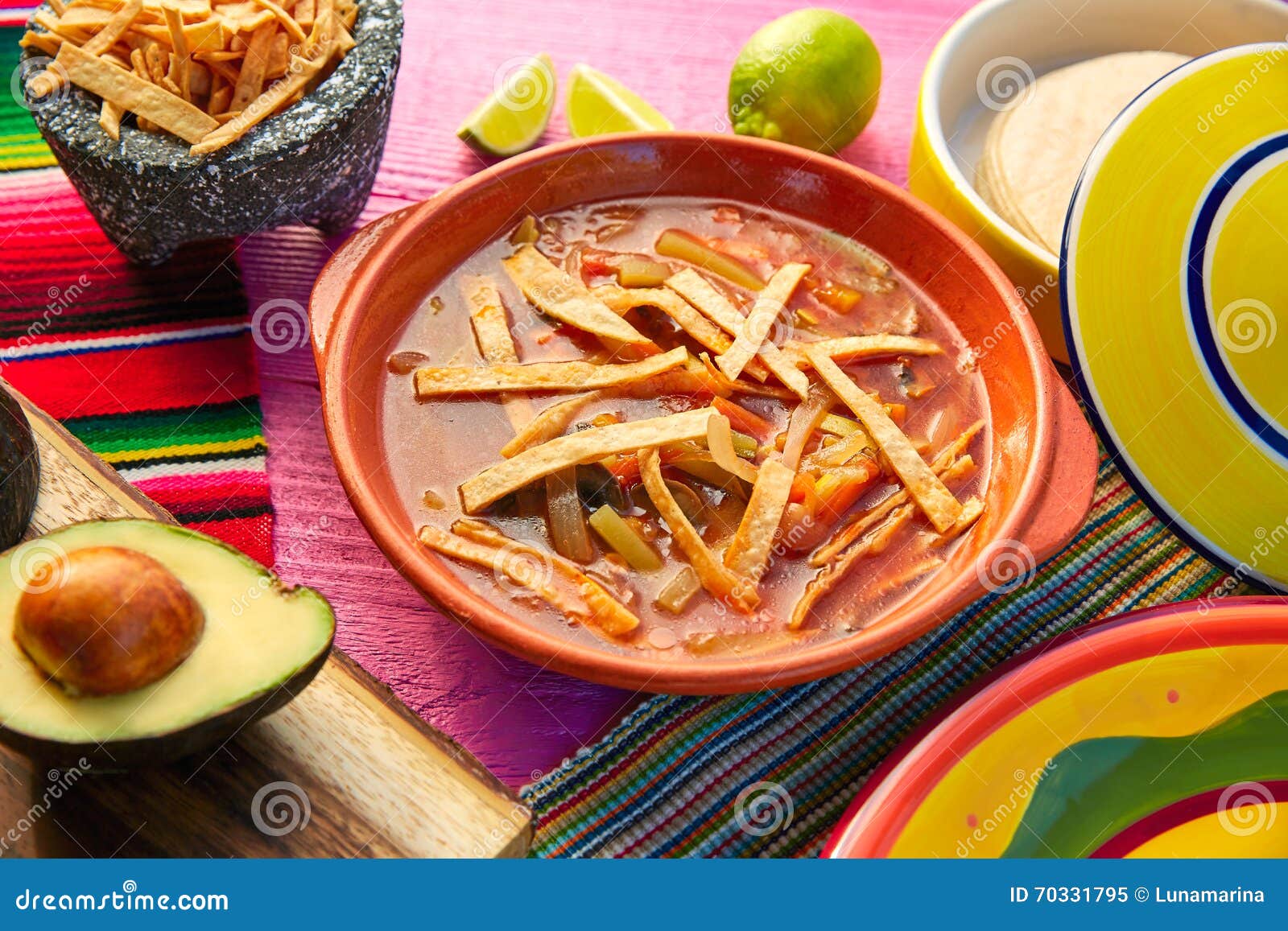 mexican tortilla soup and aguacate