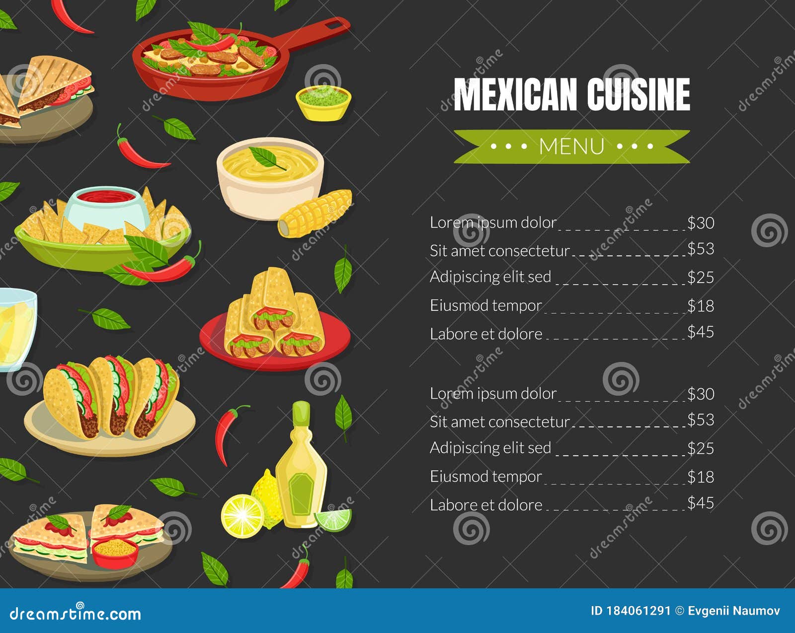 Mexican Traditional Food Menu Template, Mexican Cuisine Takeaway With Mexican Menu Template Free Download