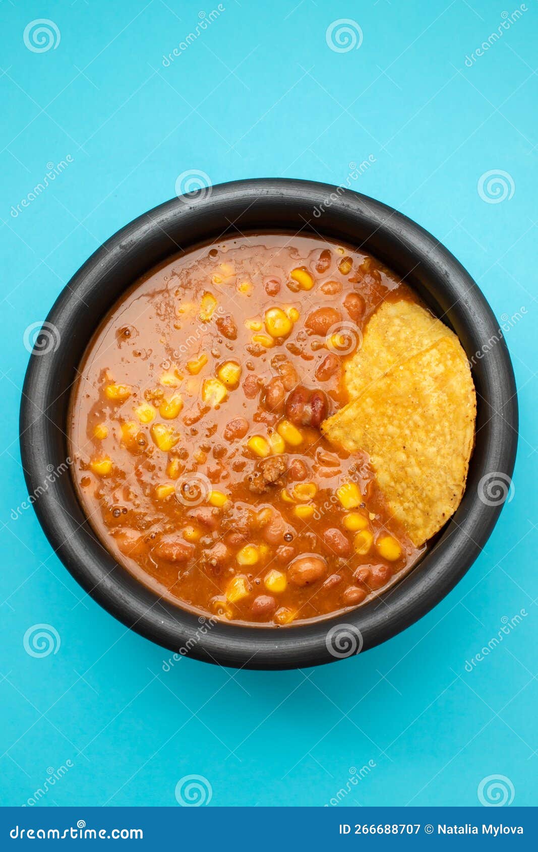 Mexican Typical Dish Chili Con Carne on Black Dish Stock Image Image