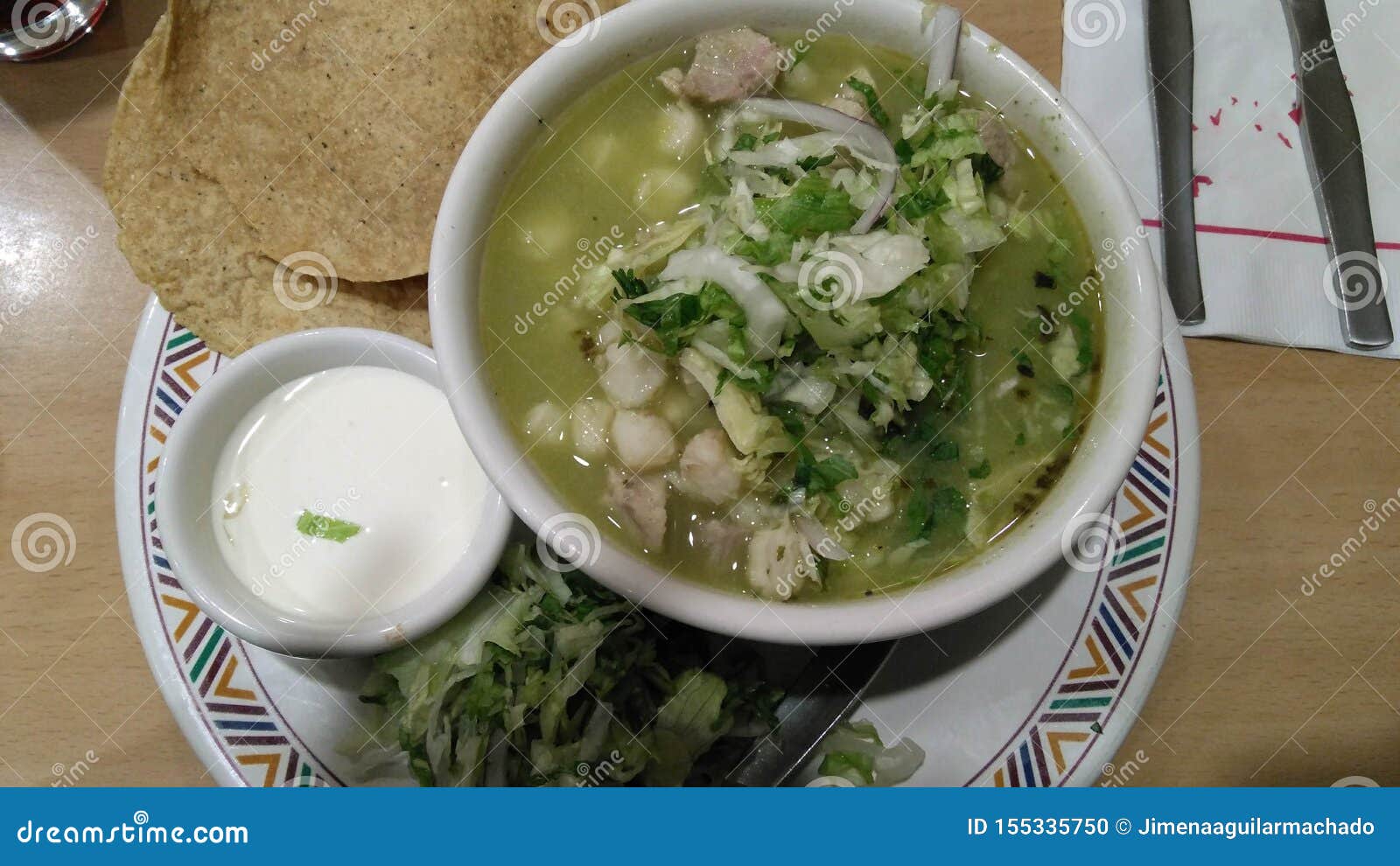 Mexican White Pozole with Some Greens Stock Photo - Image of stew, plate:  155335750