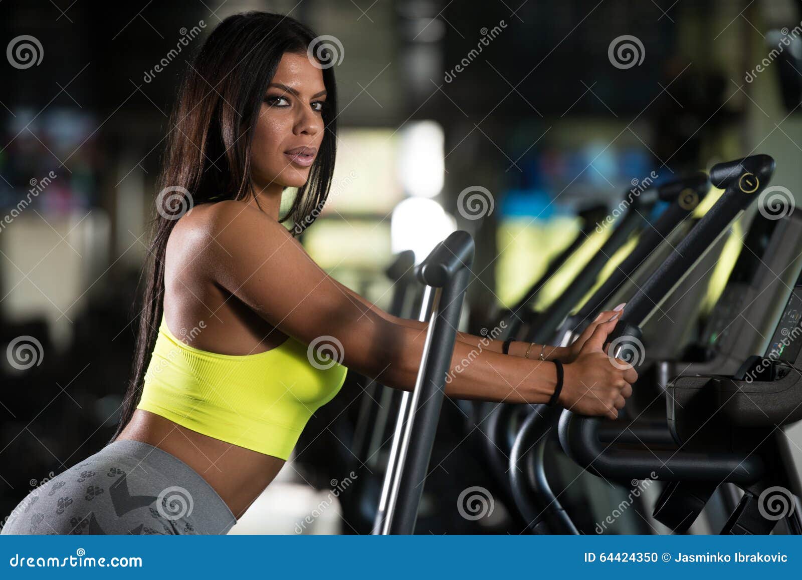 Mexican Women on Elliptical Treadmill in Fitness Gym Stock Photo - Image of  eating, attractive: 64424350