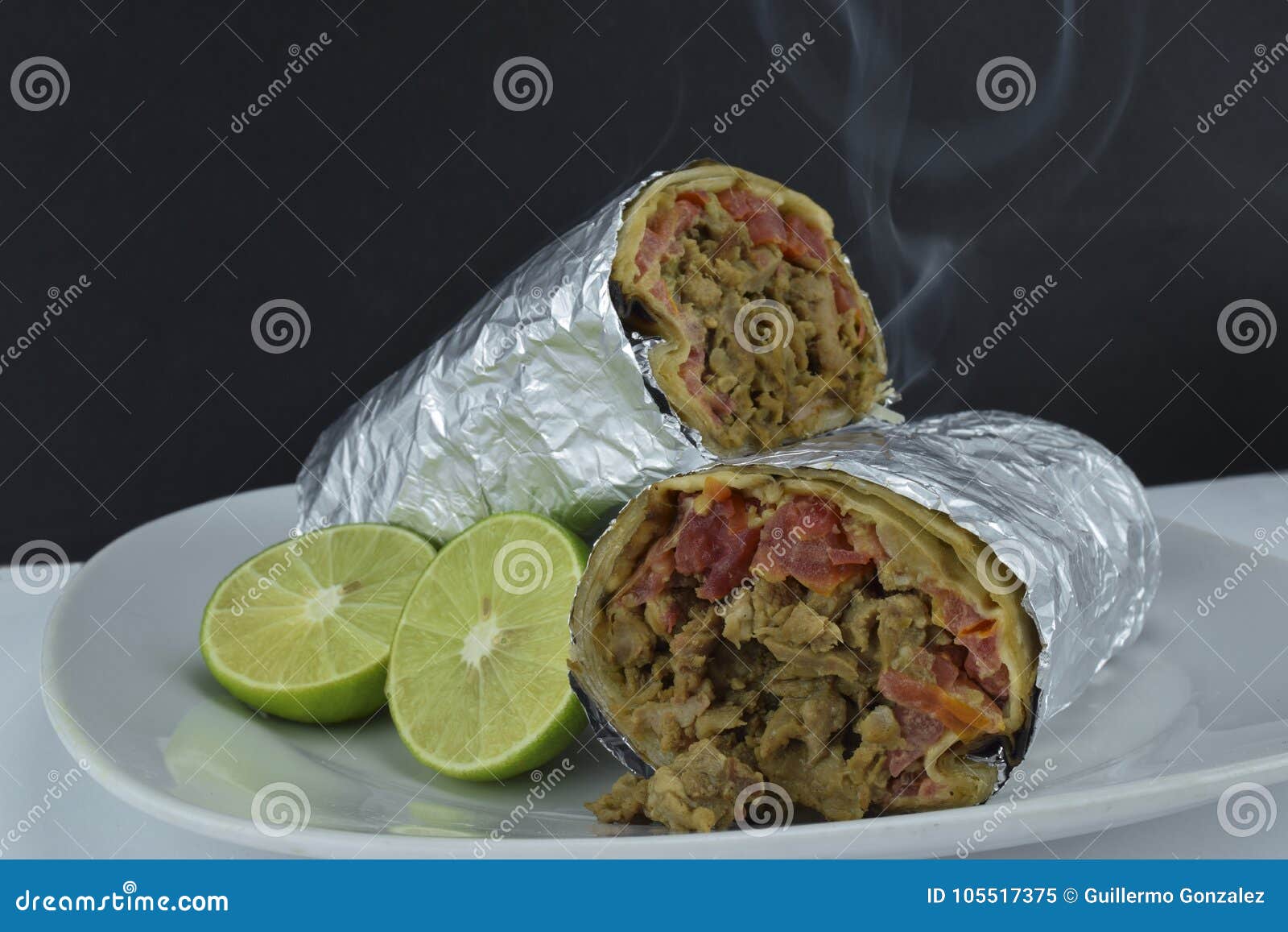 mexican wrapped burrito and lemon