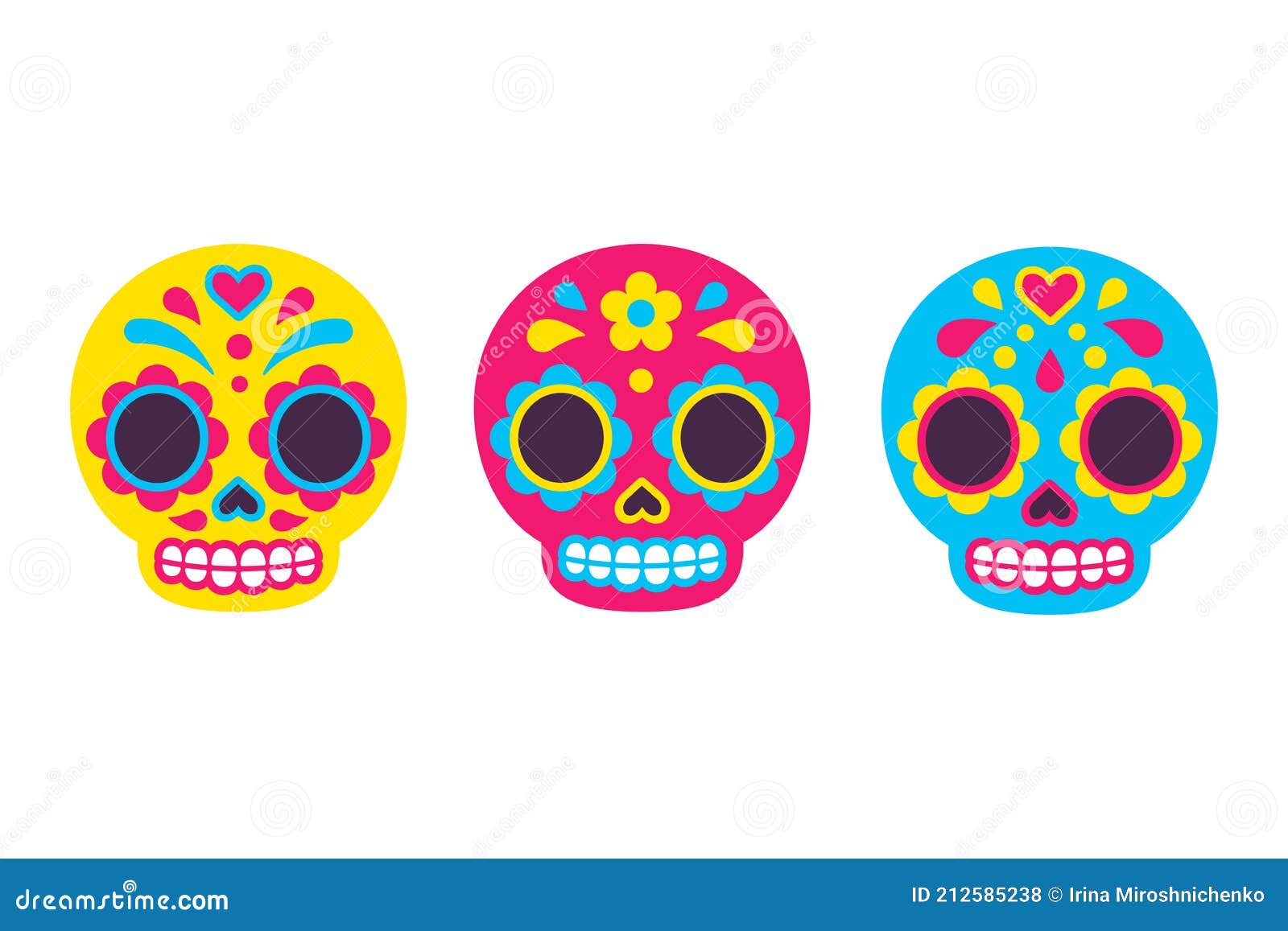 Mexicano Dia De Los Muertos Calaveras De Azúcar Ilustración del Vector -  Ilustración de méxico, festival: 212585238