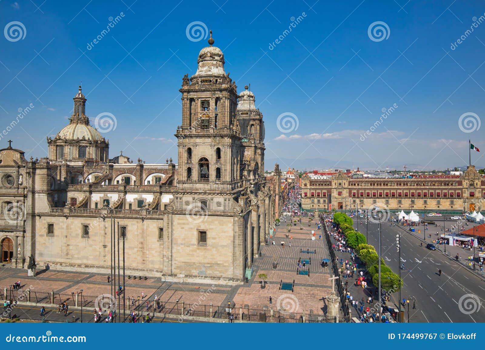 mexico city central zocalo plaza and streets