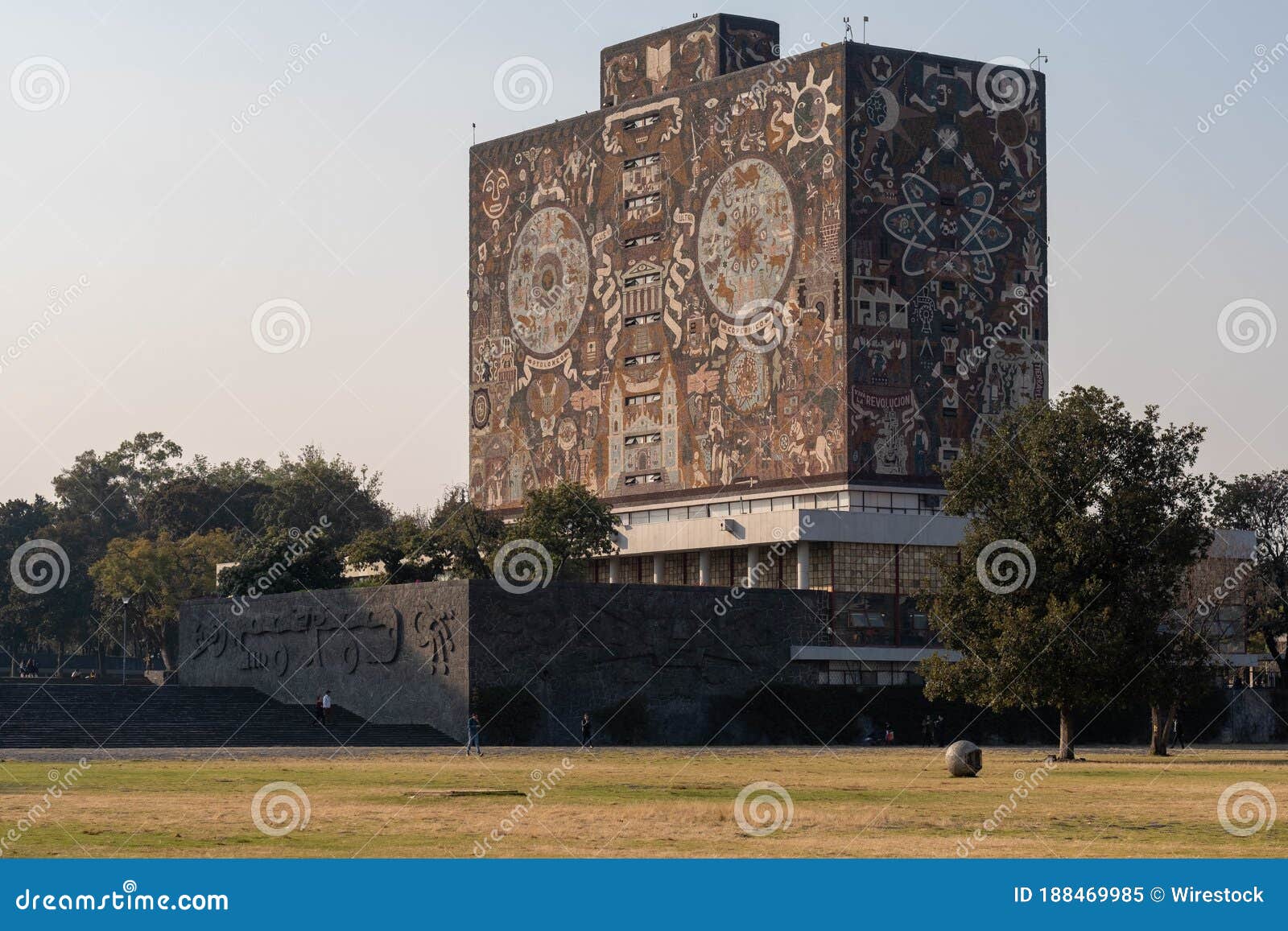 mexico city, mexico - jan 08, 2020: central library of unam (national autonomous university of mexico