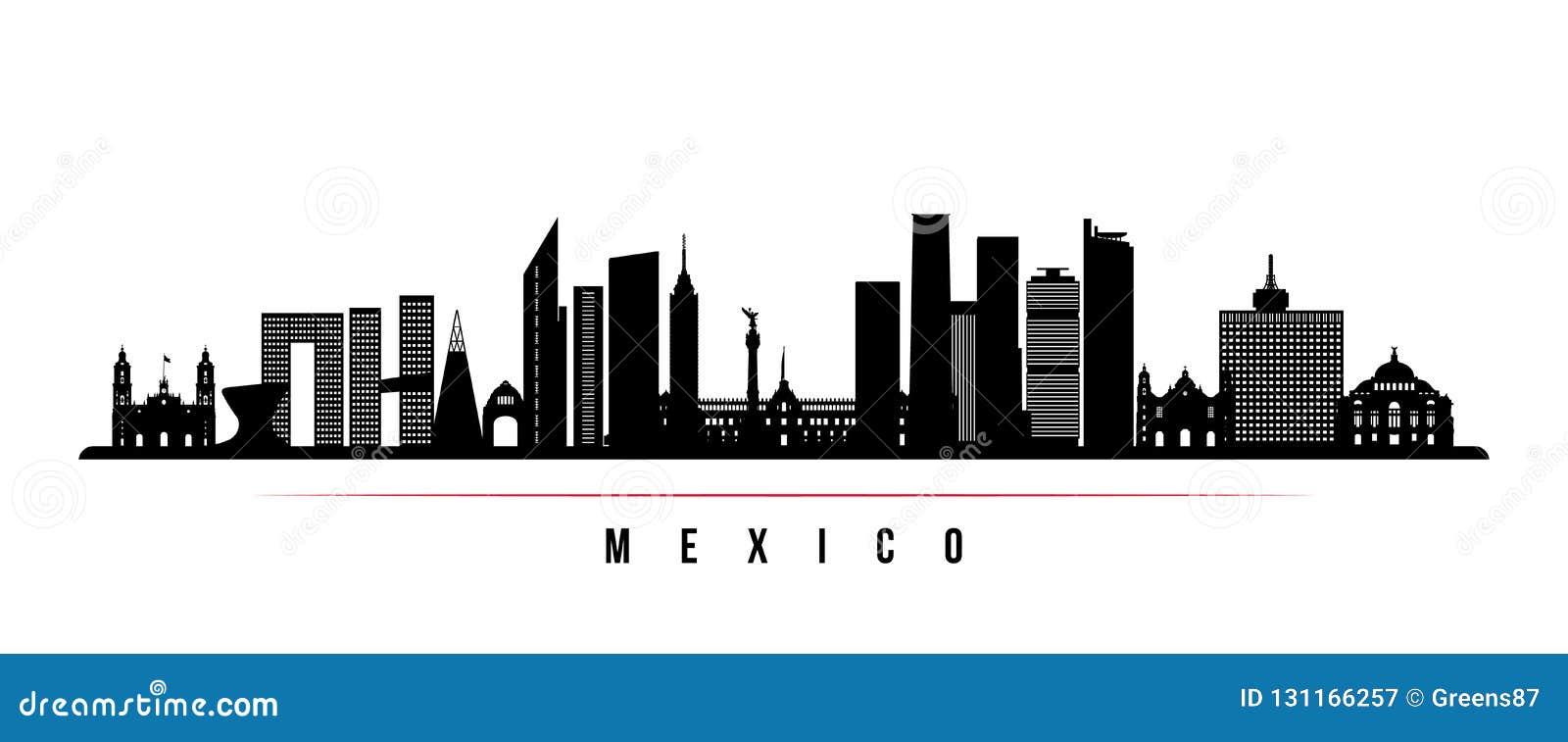 mexico city skyline horizontal banner.