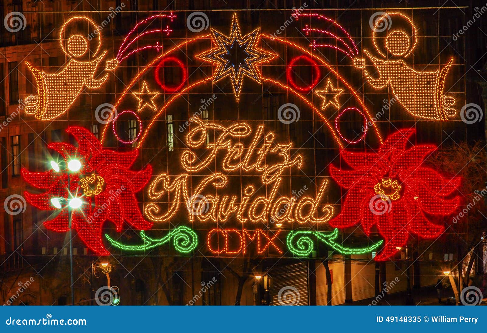 mexico city zocalo mexico christmas night feliz navidad sign