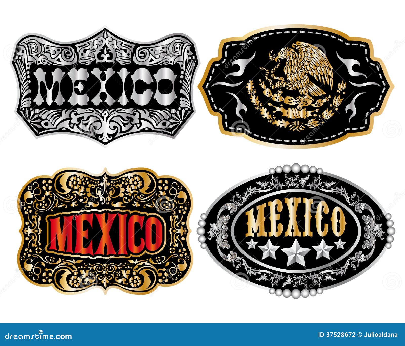 Mexico Cowboy Belt Buckle Vector Stock Vector Illustration of denim