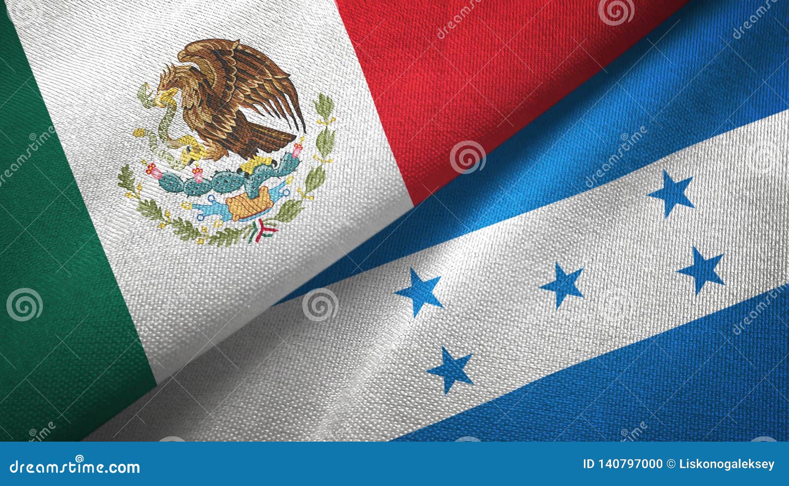 mexico and honduras two flags textile cloth, fabric texture