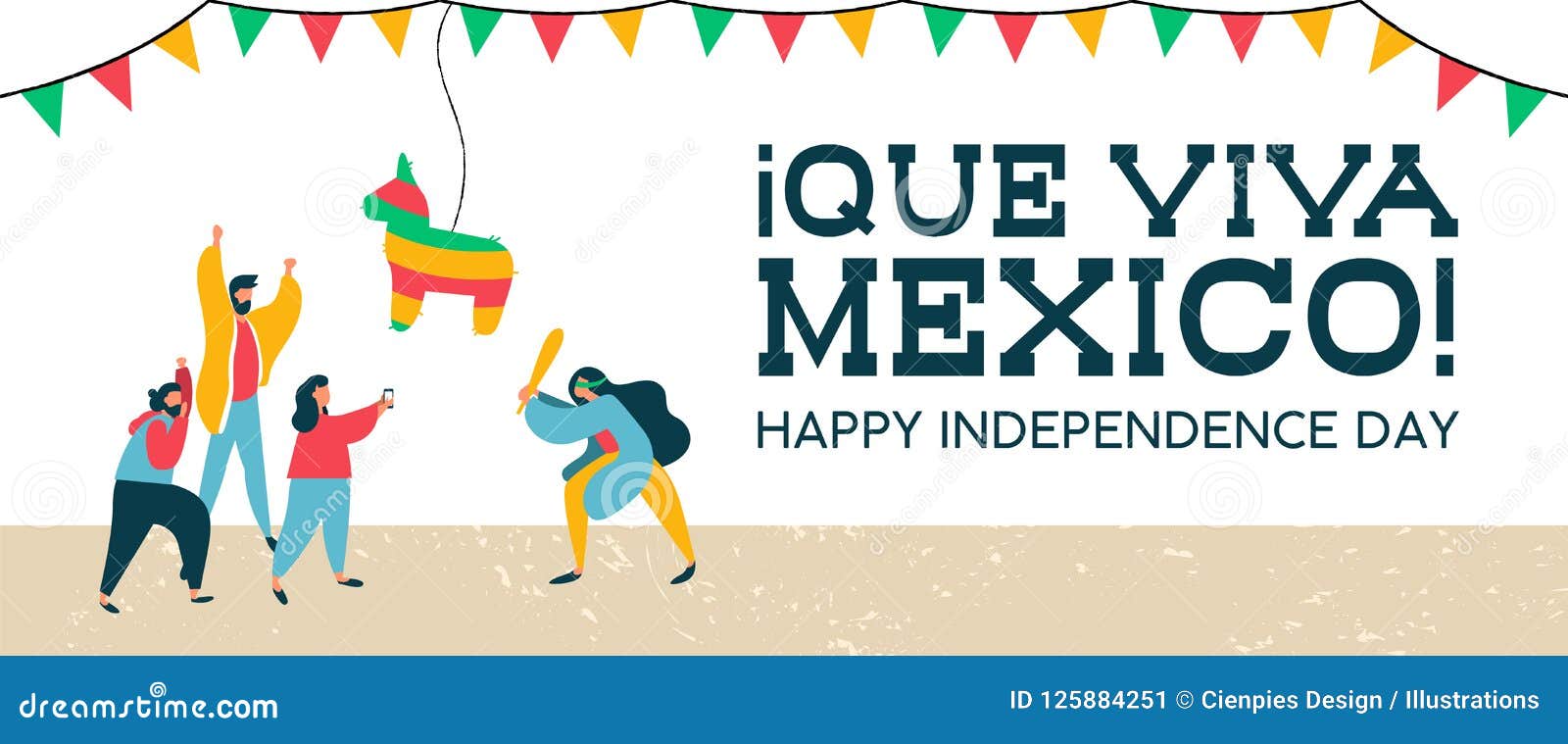 Mexico Independence Banner of Mexican Pinata Party Stock Vector -  Illustration of happy, social: 125884251