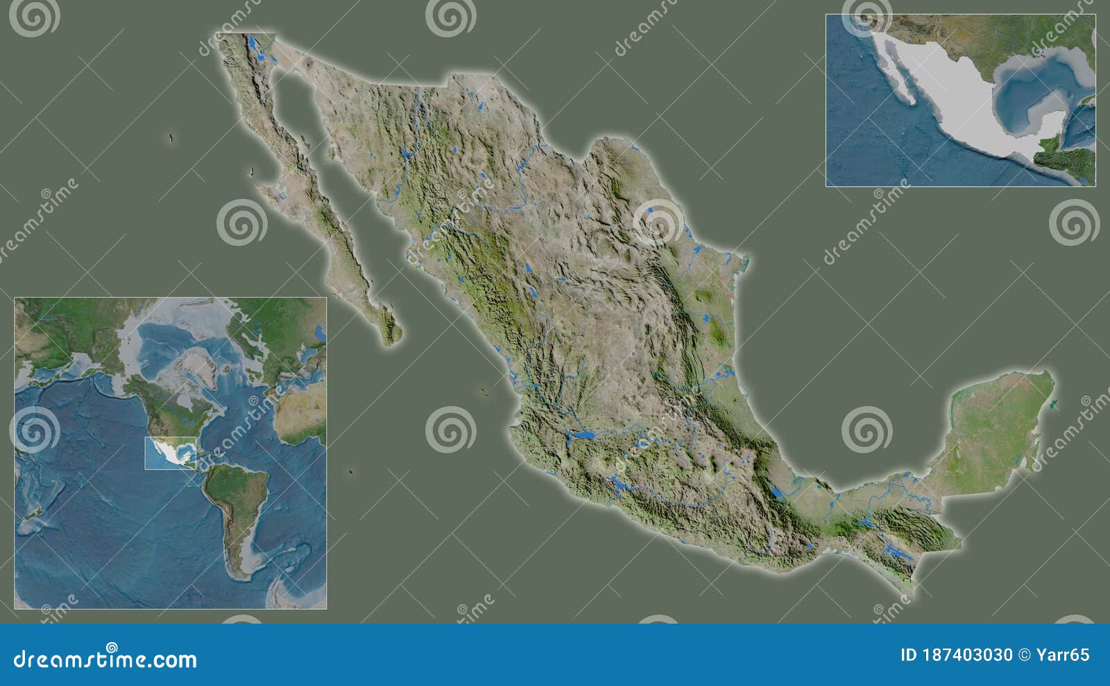 Mexico Satellite Country And Its Location Stock Illustration