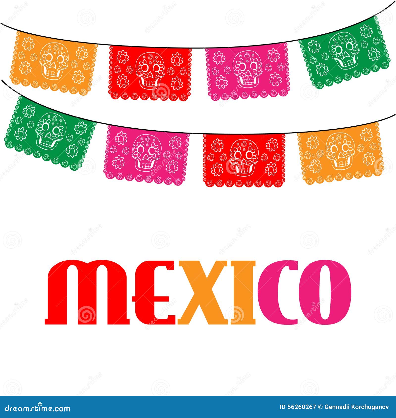 Mexico. Template with Hanging Traditional Mexican Stock Illustration Mexico. Template with Hanging Traditional Mexican Stock Illustration