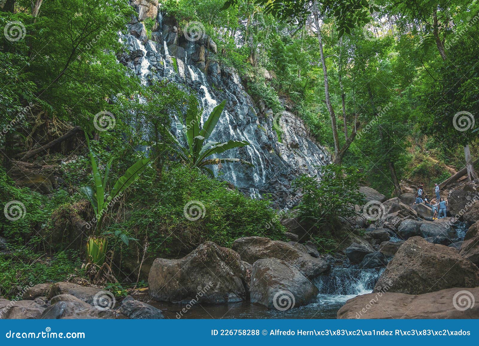 panoramic view of the beautiful natural waterfall 