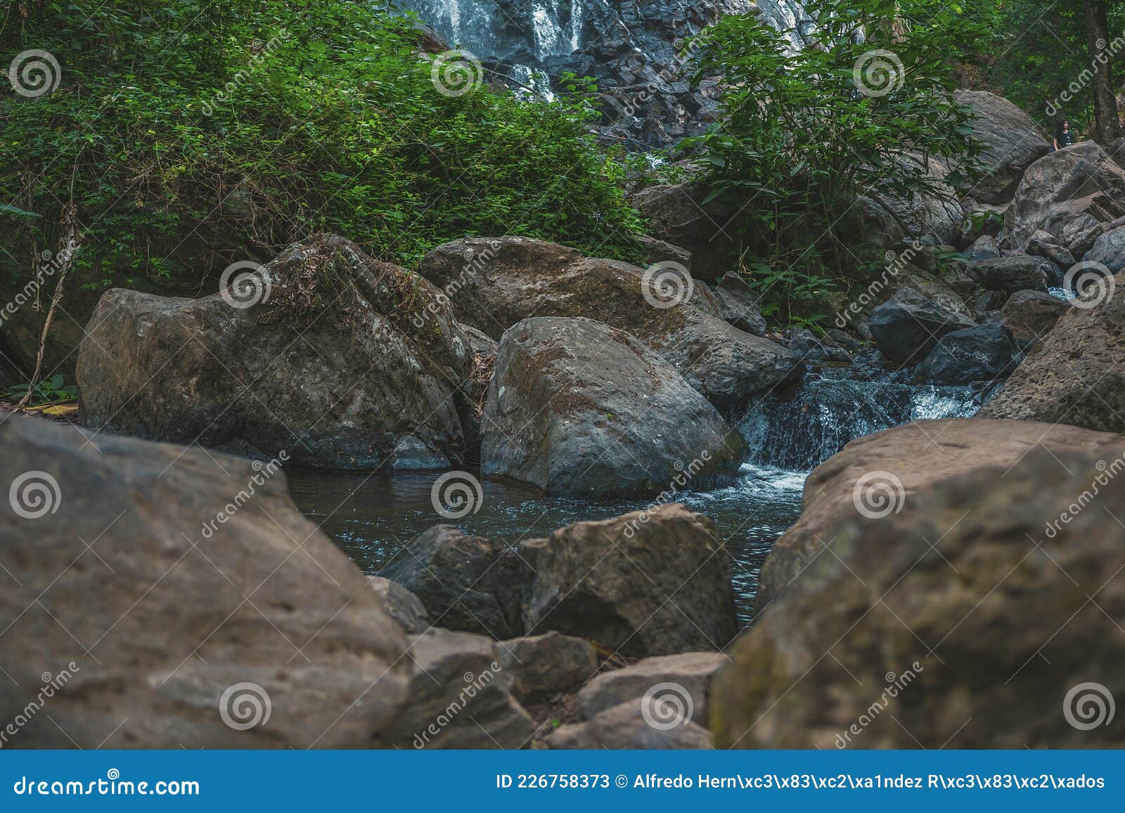 panoramic view of the beautiful natural waterfall 