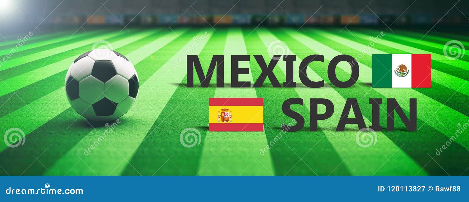 Soccer, Football Match, Mexico Vs Spain, 3d Illustration Stock