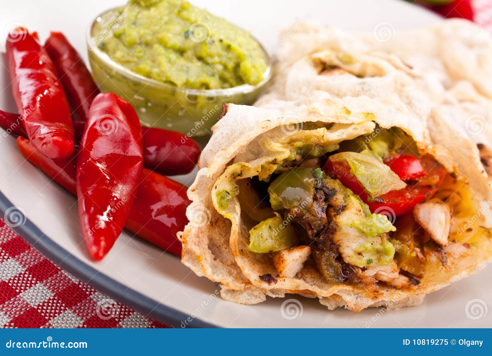 Mexikanische Huhn Und Rindfleisch Fajitas Stockbild - Bild von ...