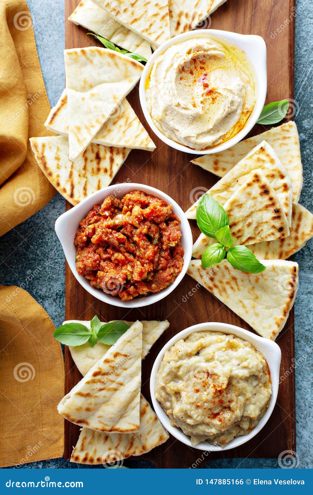 Mediterranean Dips And Spreads. Known As Mezze In Labaneese