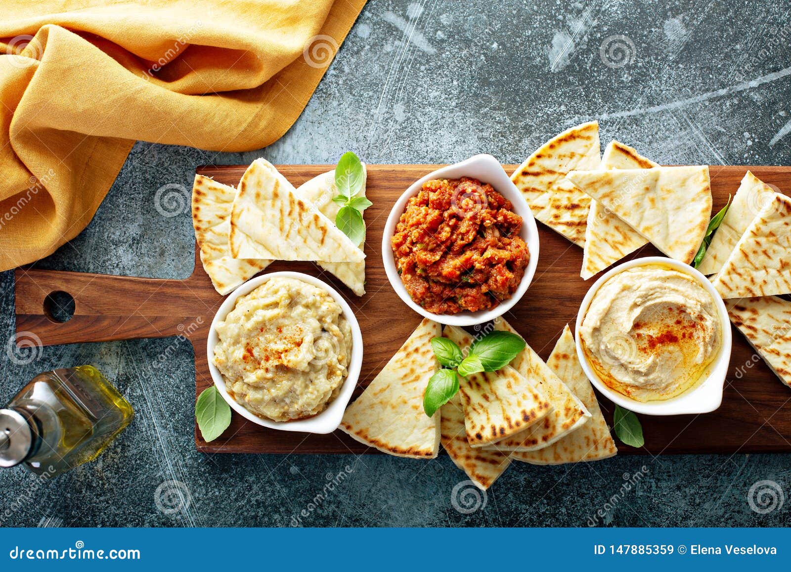 Mediterranean Dips And Spreads. Known As Mezze In Labaneese