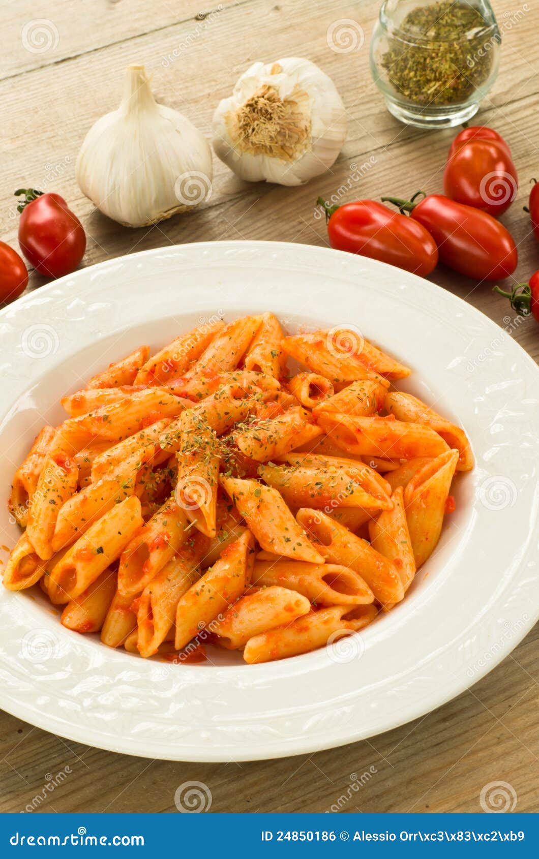 Mezze Penne with Tomato Sauce and Oregano Stock Photo Image of cook